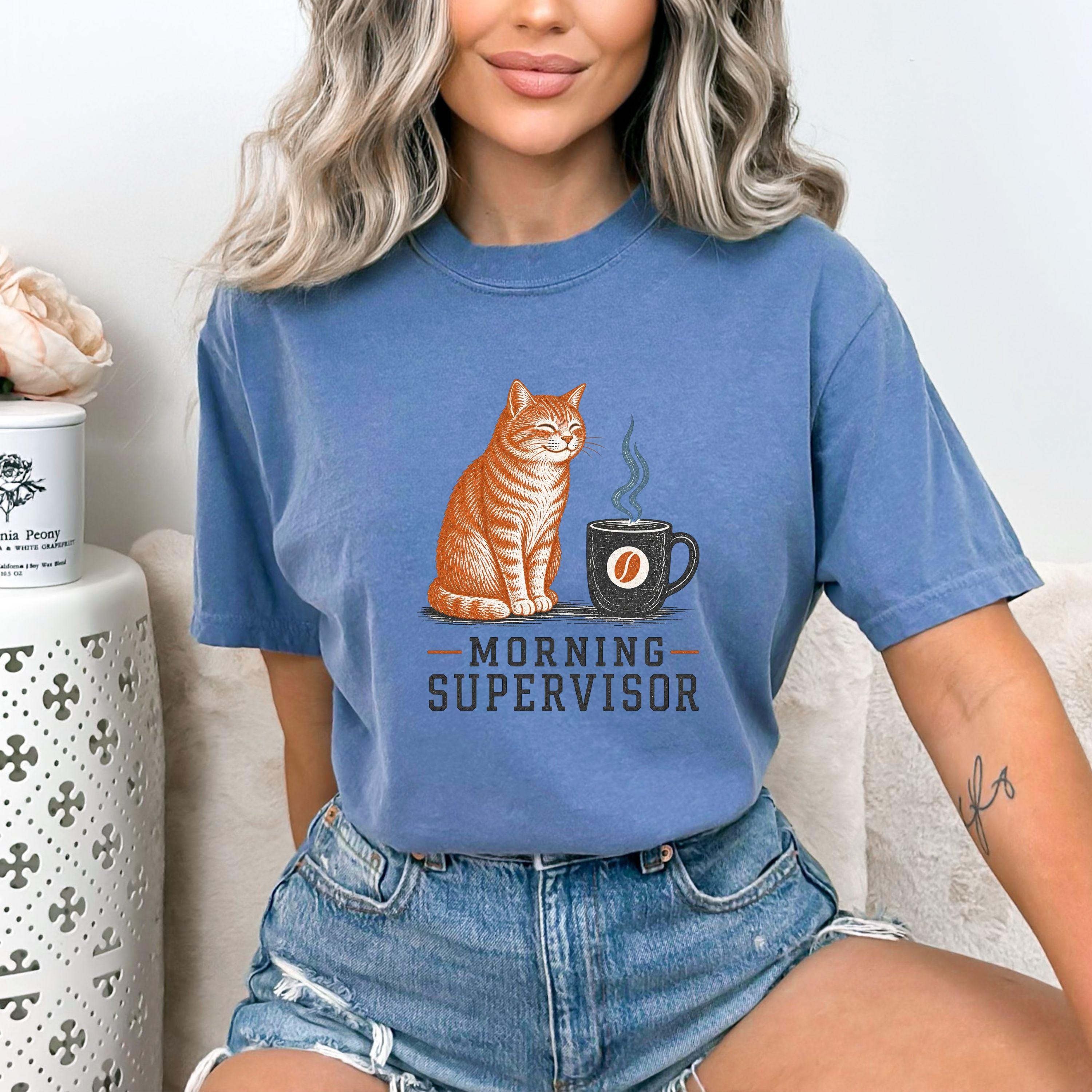 Morning Supervisor Cat tee- Coffee and Cats product photo 3