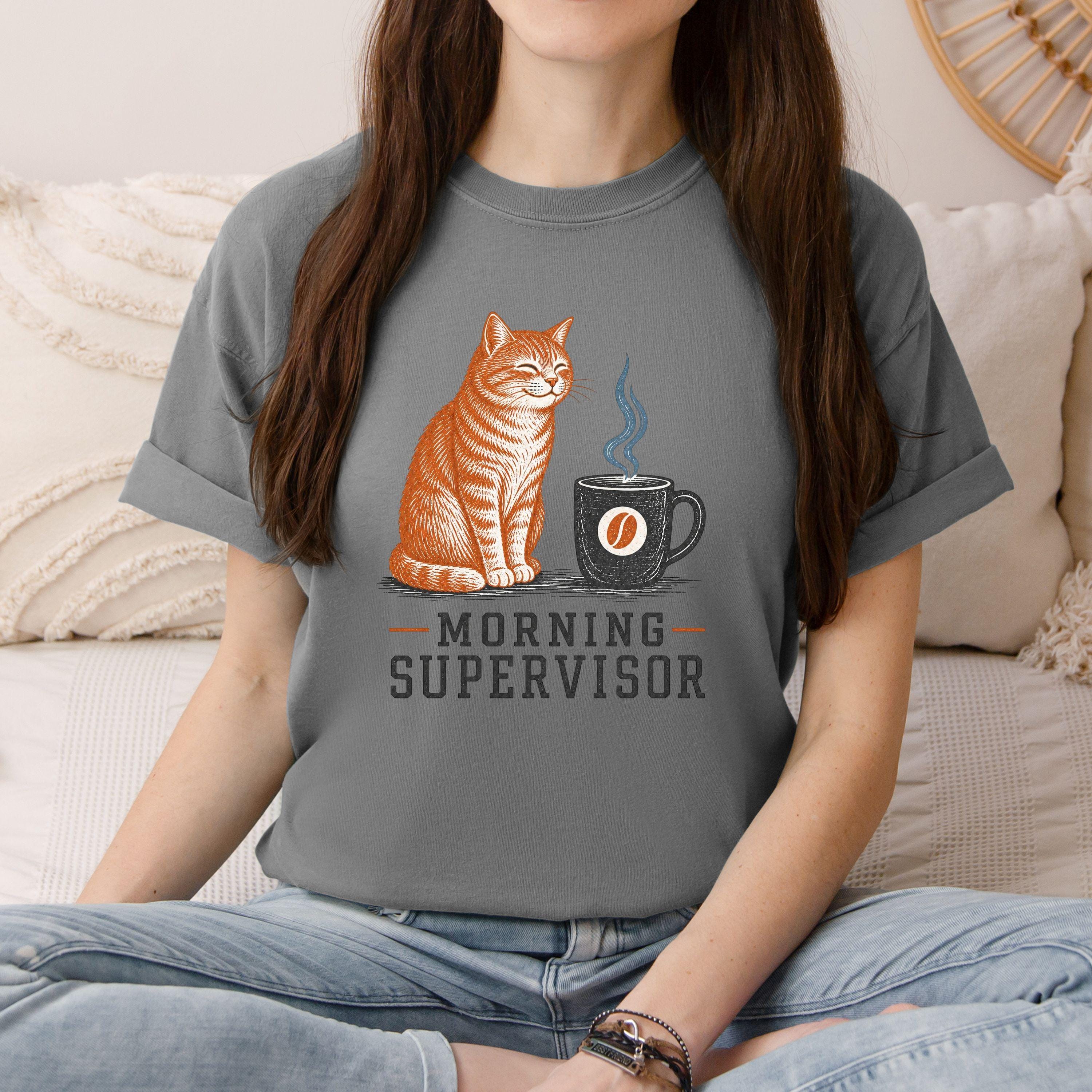 Morning Supervisor Cat tee- Coffee and Cats product photo 4