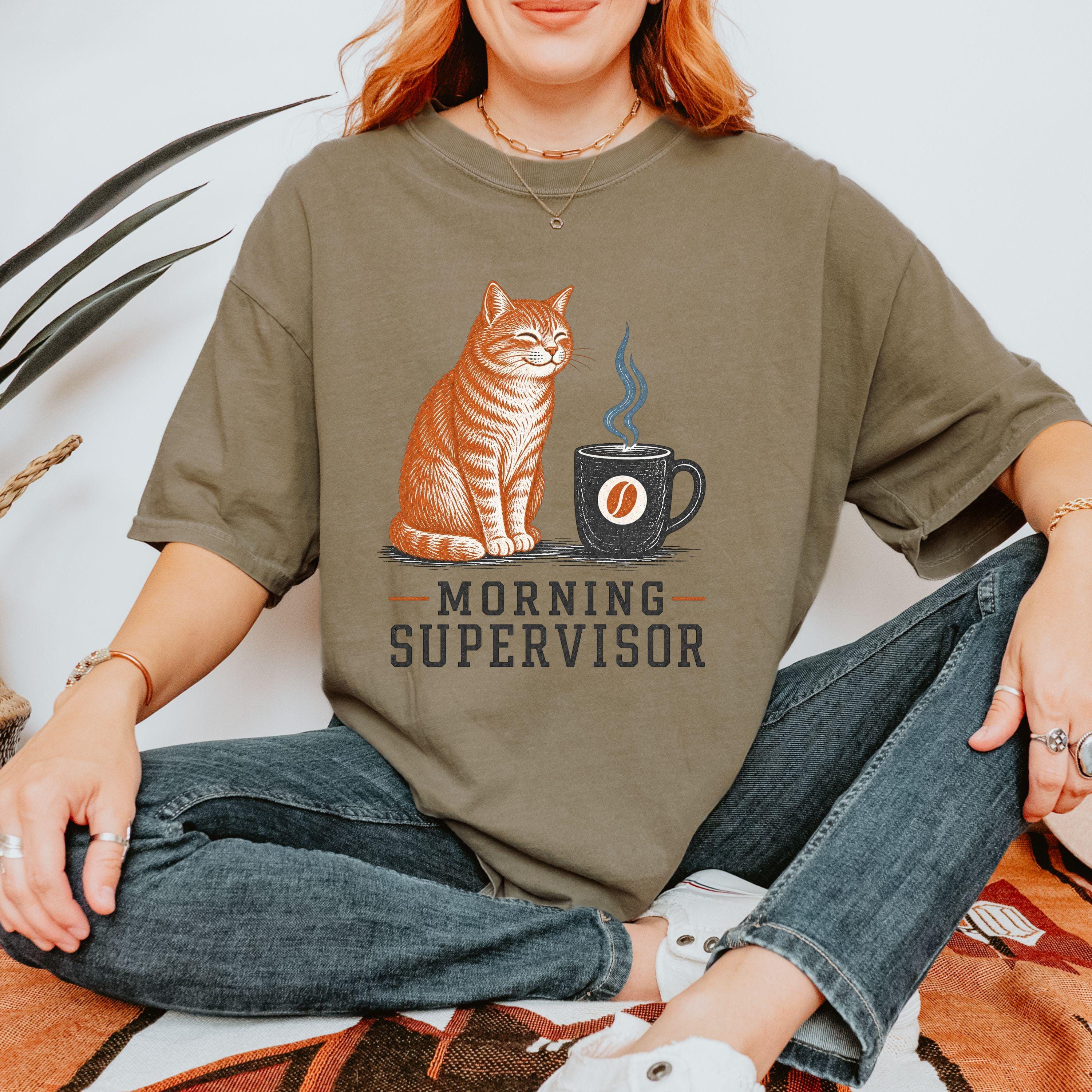 Morning Supervisor Cat tee- Coffee and Cats product photo 5