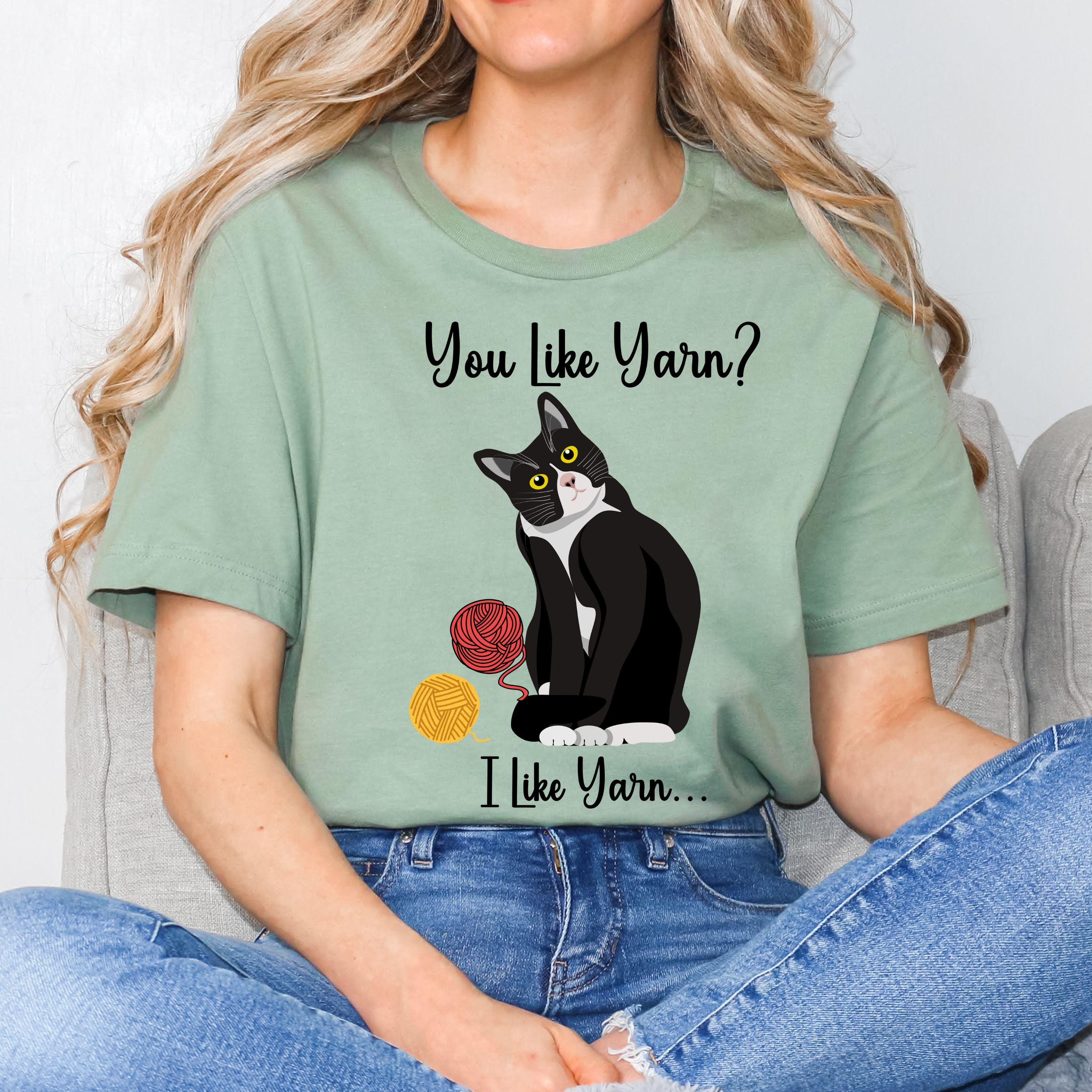 Funny Cat & Yarn T-Shirt: Gift for Knitters product photo 1