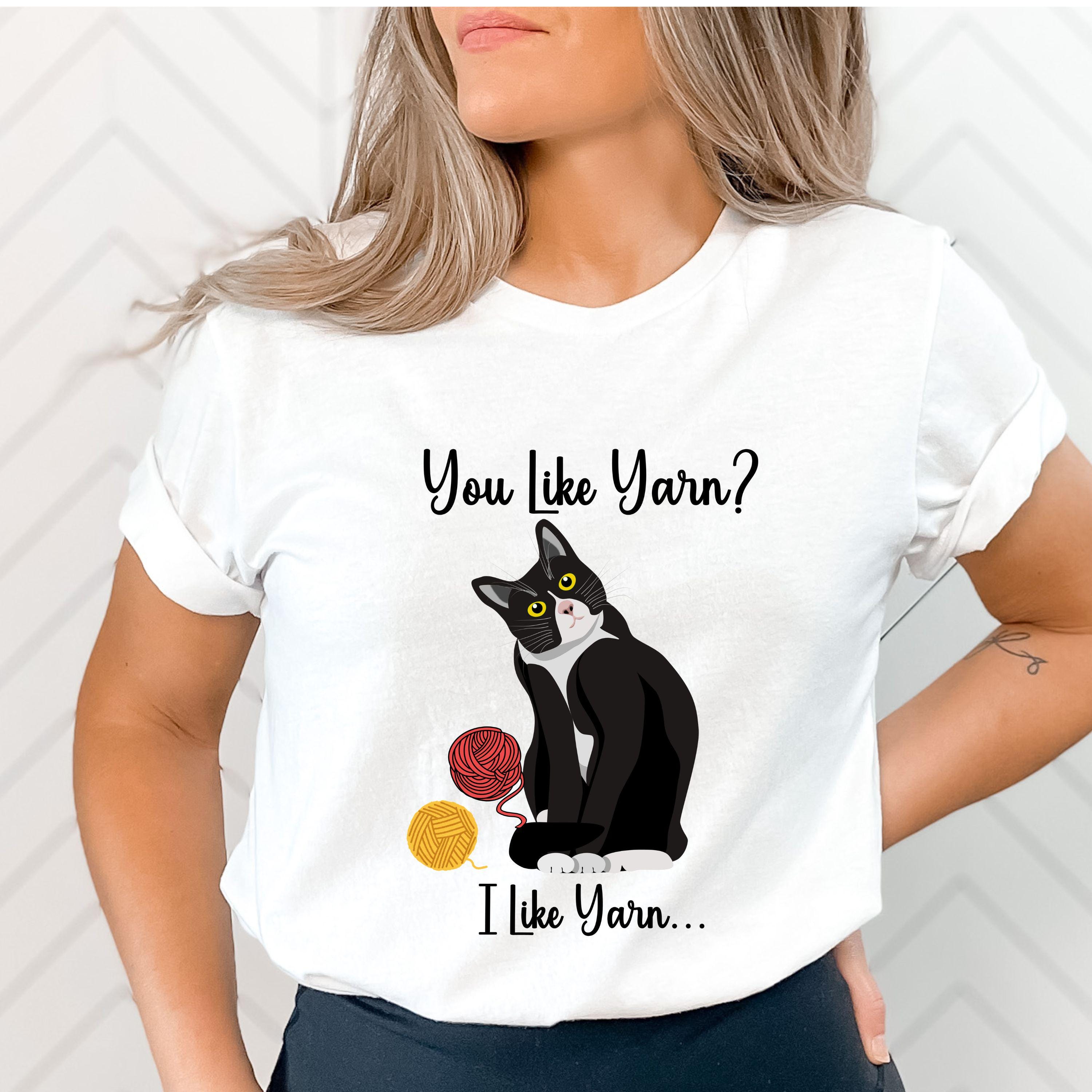 Funny Cat & Yarn T-Shirt: Gift for Knitters product photo 2