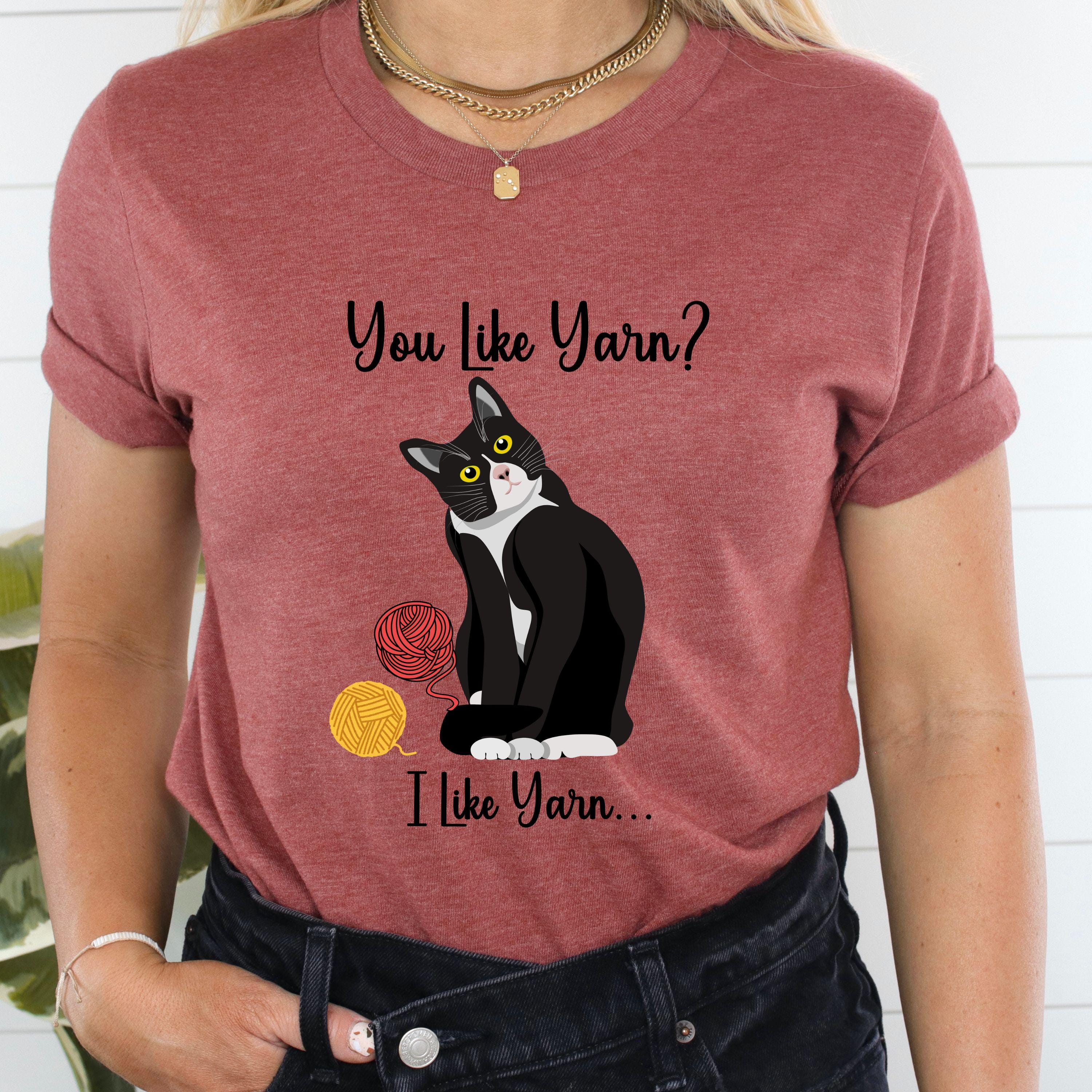 Funny Cat & Yarn T-Shirt: Gift for Knitters product photo 4