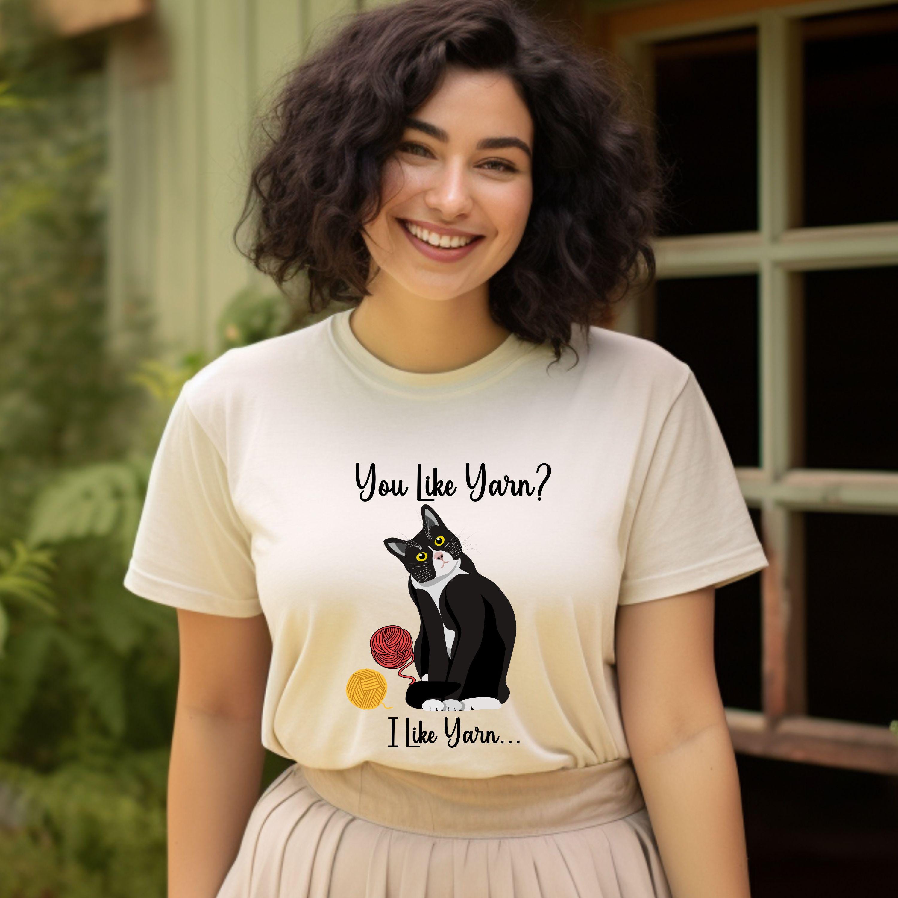 Funny Cat & Yarn T-Shirt: Gift for Knitters product photo 5