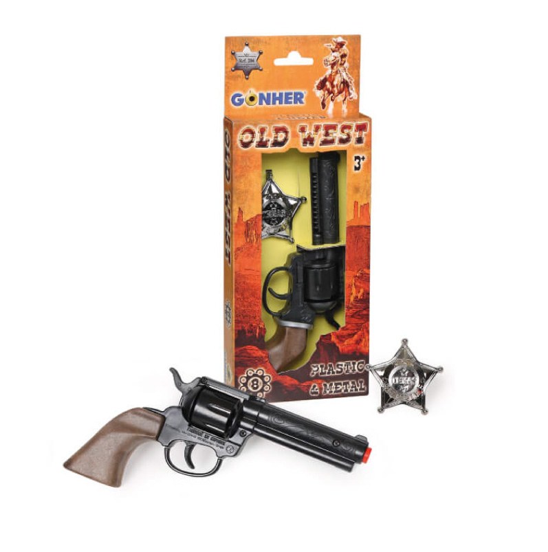 Gonher Old West cowboy cap gun and package