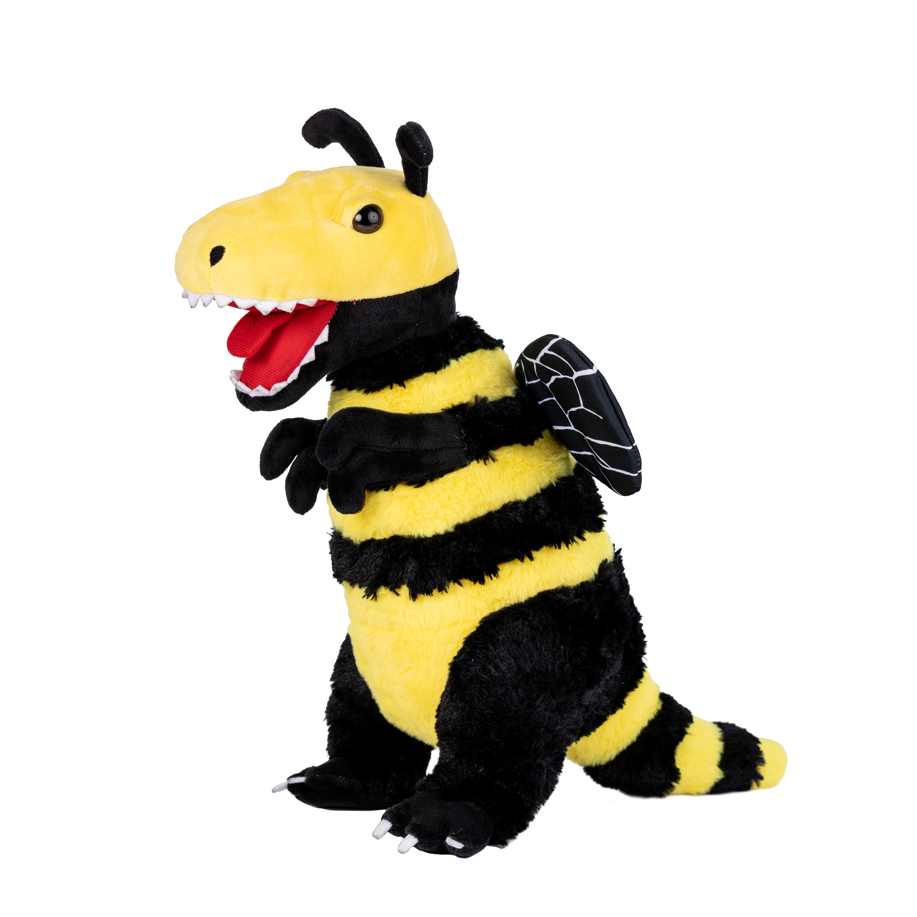 A colorful B-REX collectible plush toy