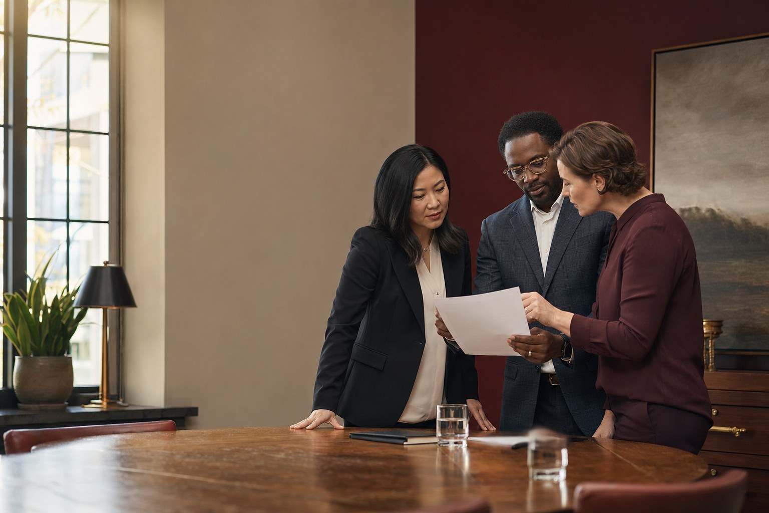 Business partners reviewing a succession plan together