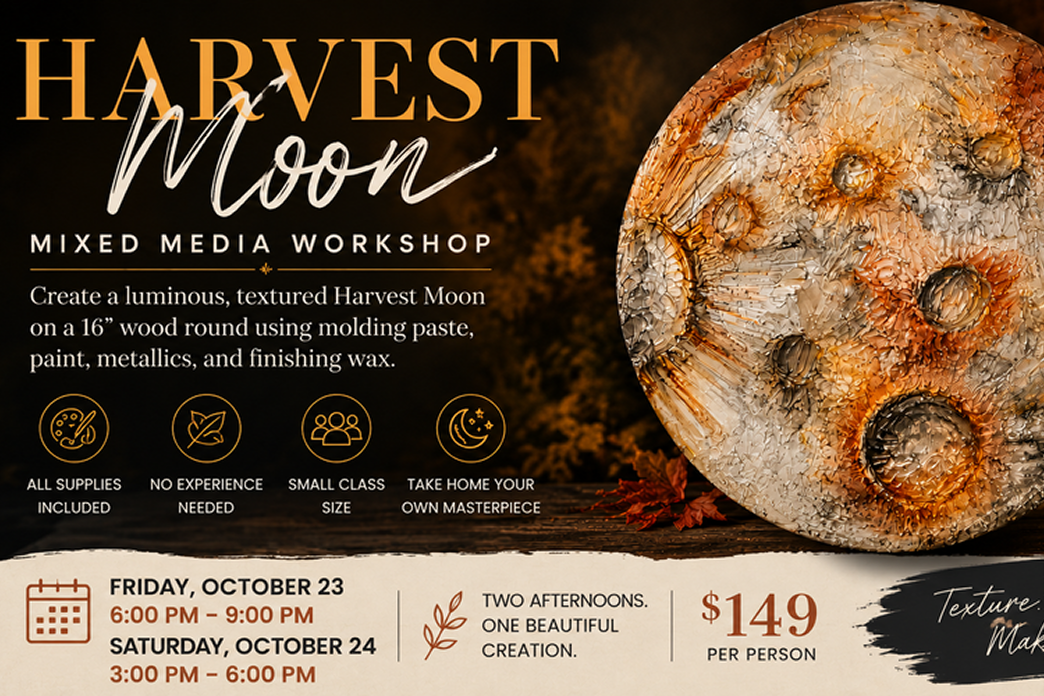 Harvest Moon mixed media workshop flyer