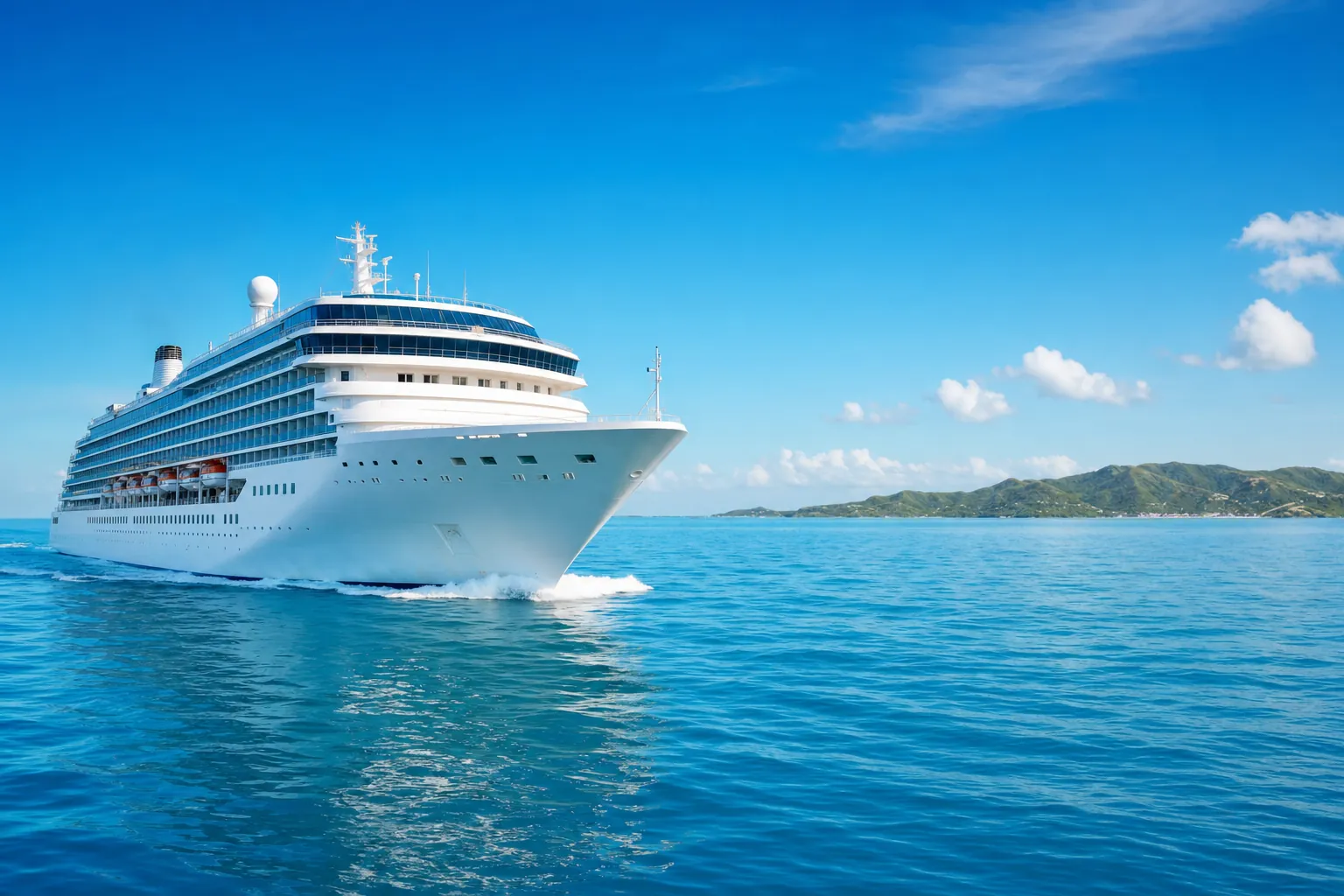 Cruise ship sailing in the Caribbean