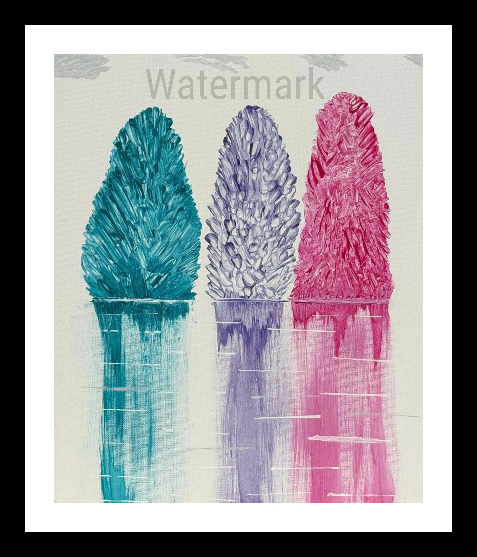 Original colorful tree painting by Dr. Mary Barrett Alimenti