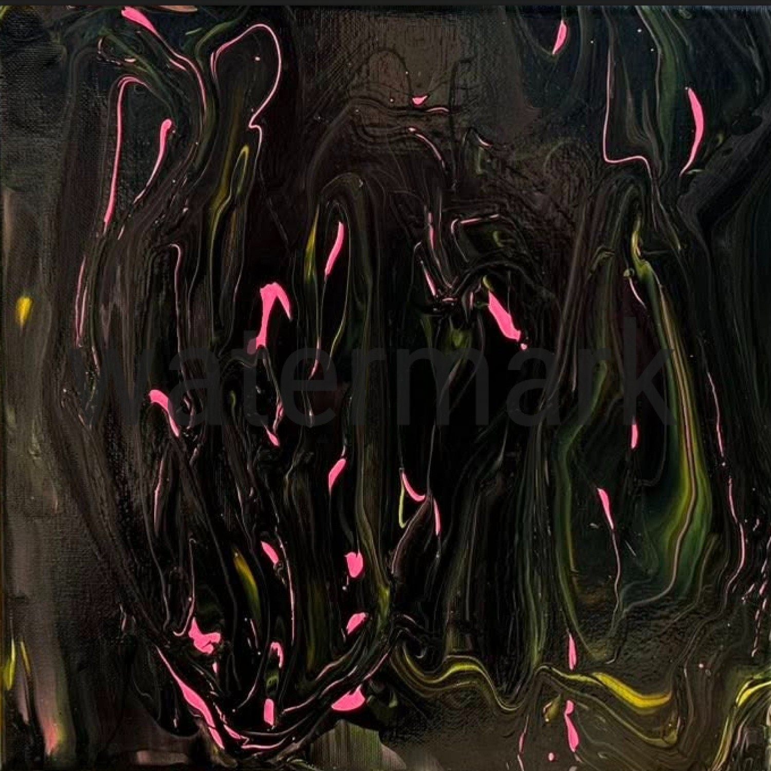 Black and pink abstract painting by Dr. Mary Barrett Alimenti