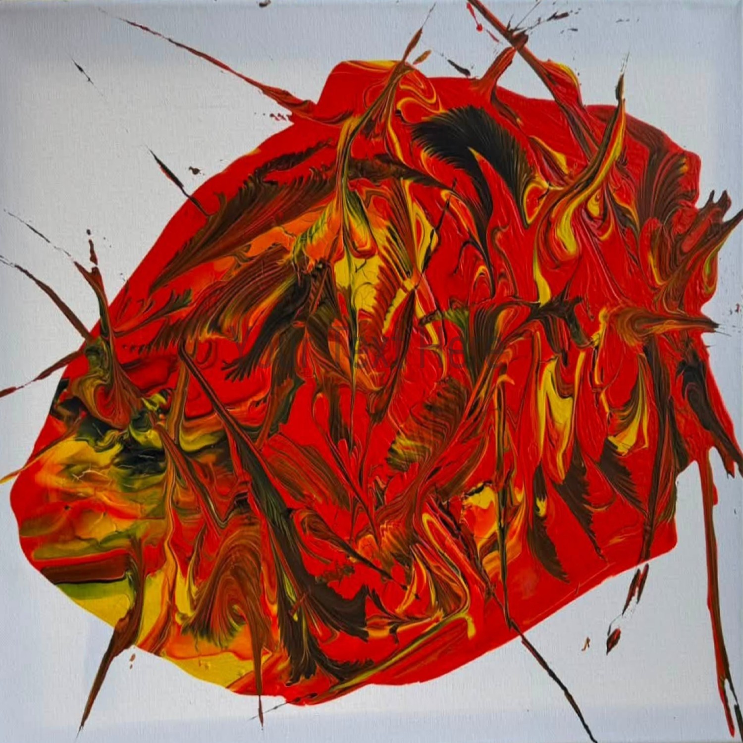 Original feather and fish painting by Dr. Mary Barrett Alimenti