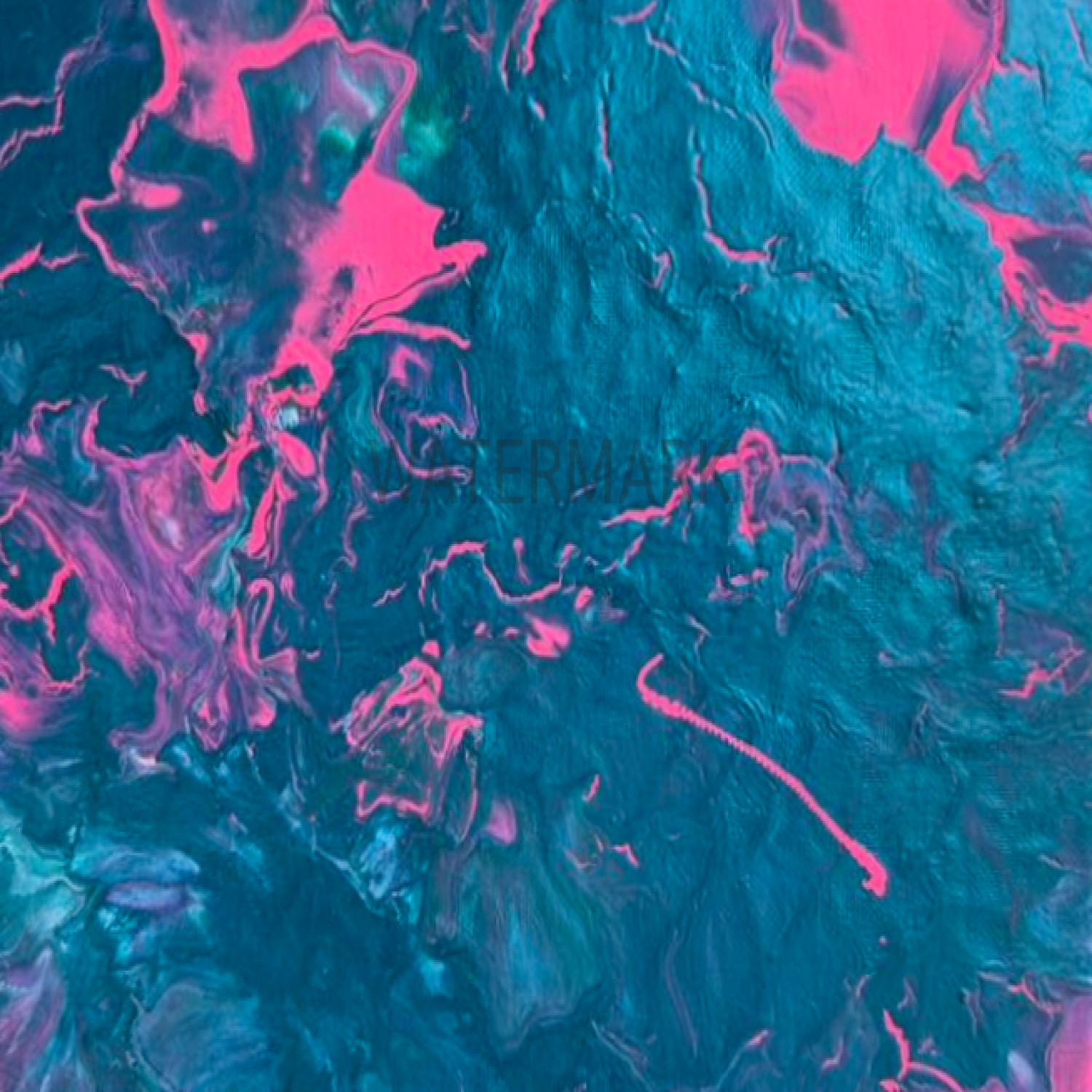 8 by 10 original teal and pink artwork by Dr. Mary Barrett Alimenti