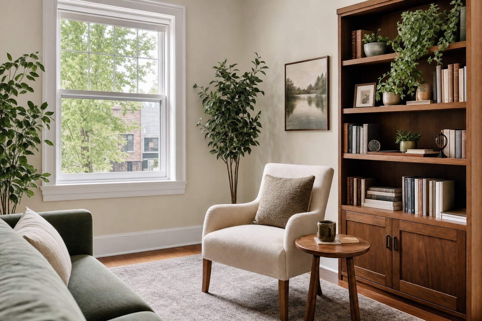 A warm, welcoming therapy office