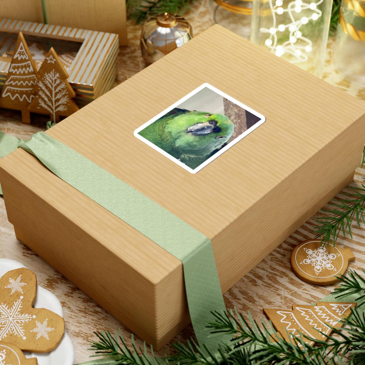 Green Parrot Portrait Sticker | Kiss-Cut Vinyl Parrot Decal view 3