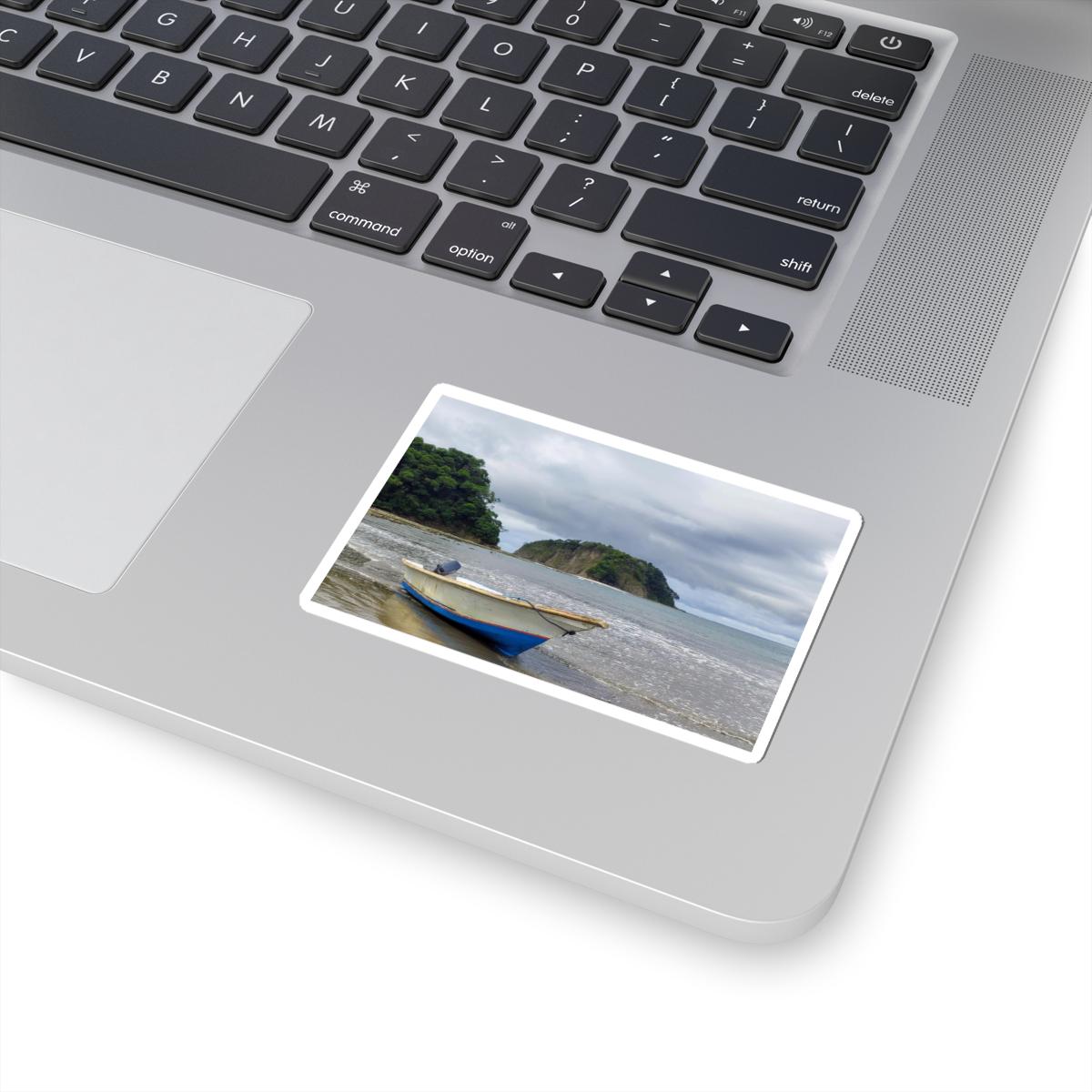 Coastal Fishing Boat Sticker | Beach Island Seascape Kiss-Cut Sticker view 2