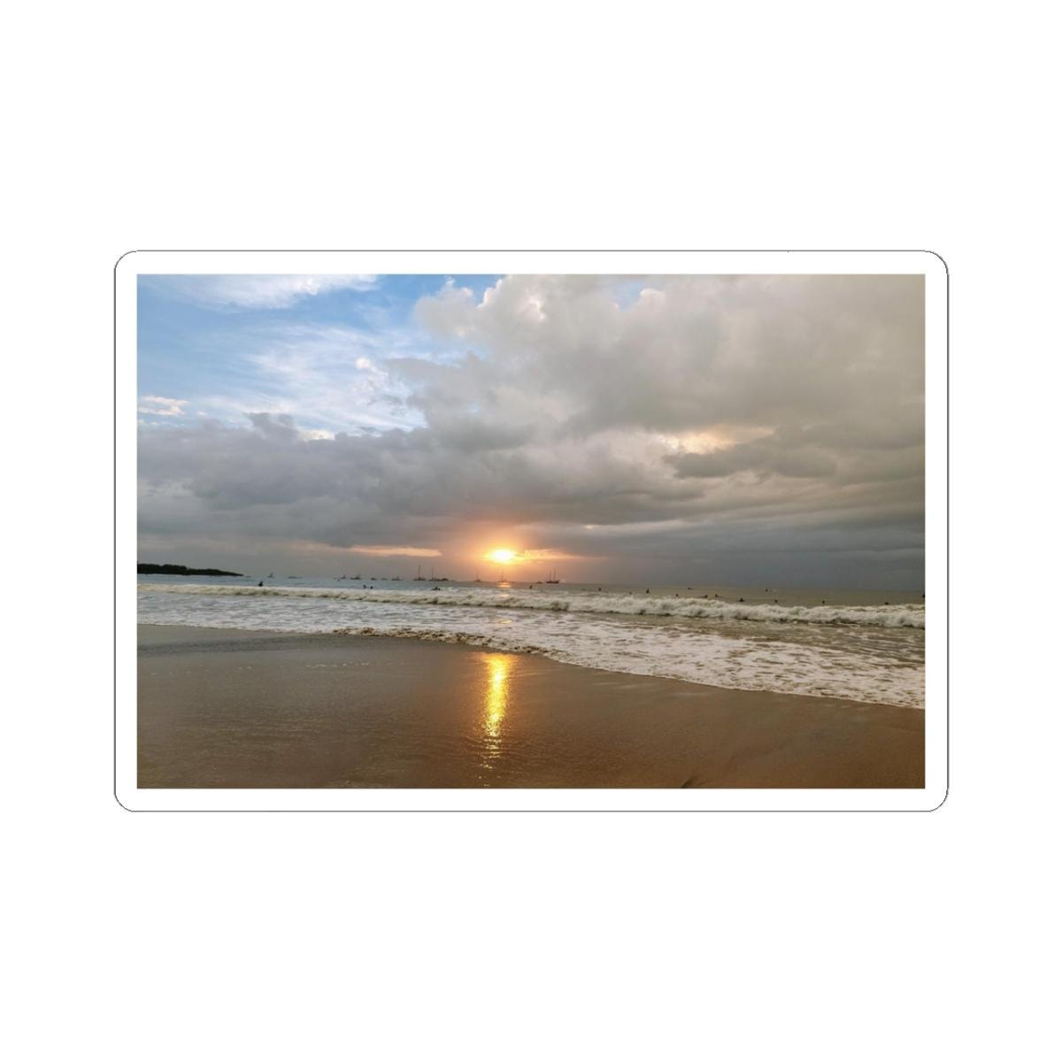 Sunset Beach Ocean Waves Sticker | Kiss-Cut Sticker