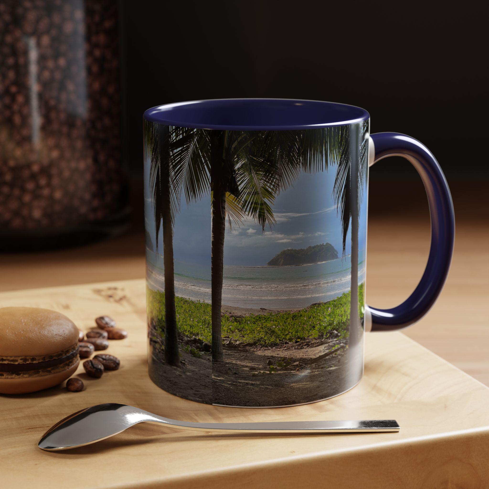 Tropical Beach Scene Accent Coffee Mug | Palm Trees Island Ocean view 11