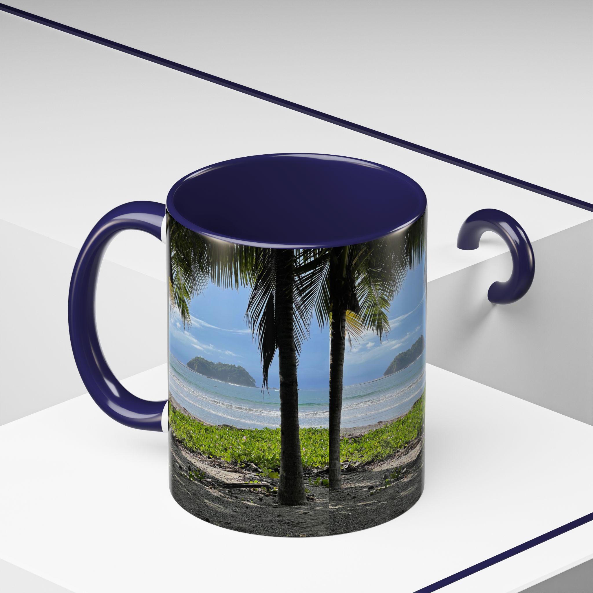 Tropical Beach Scene Accent Coffee Mug | Palm Trees Island Ocean view 12