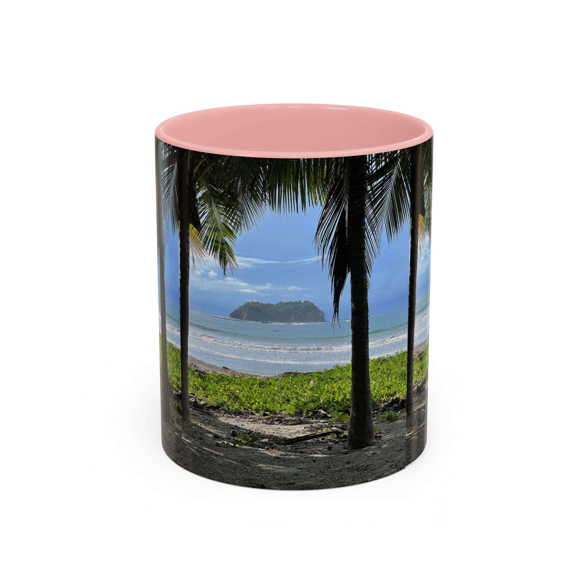 Tropical Beach Scene Accent Coffee Mug | Palm Trees Island Ocean view 13