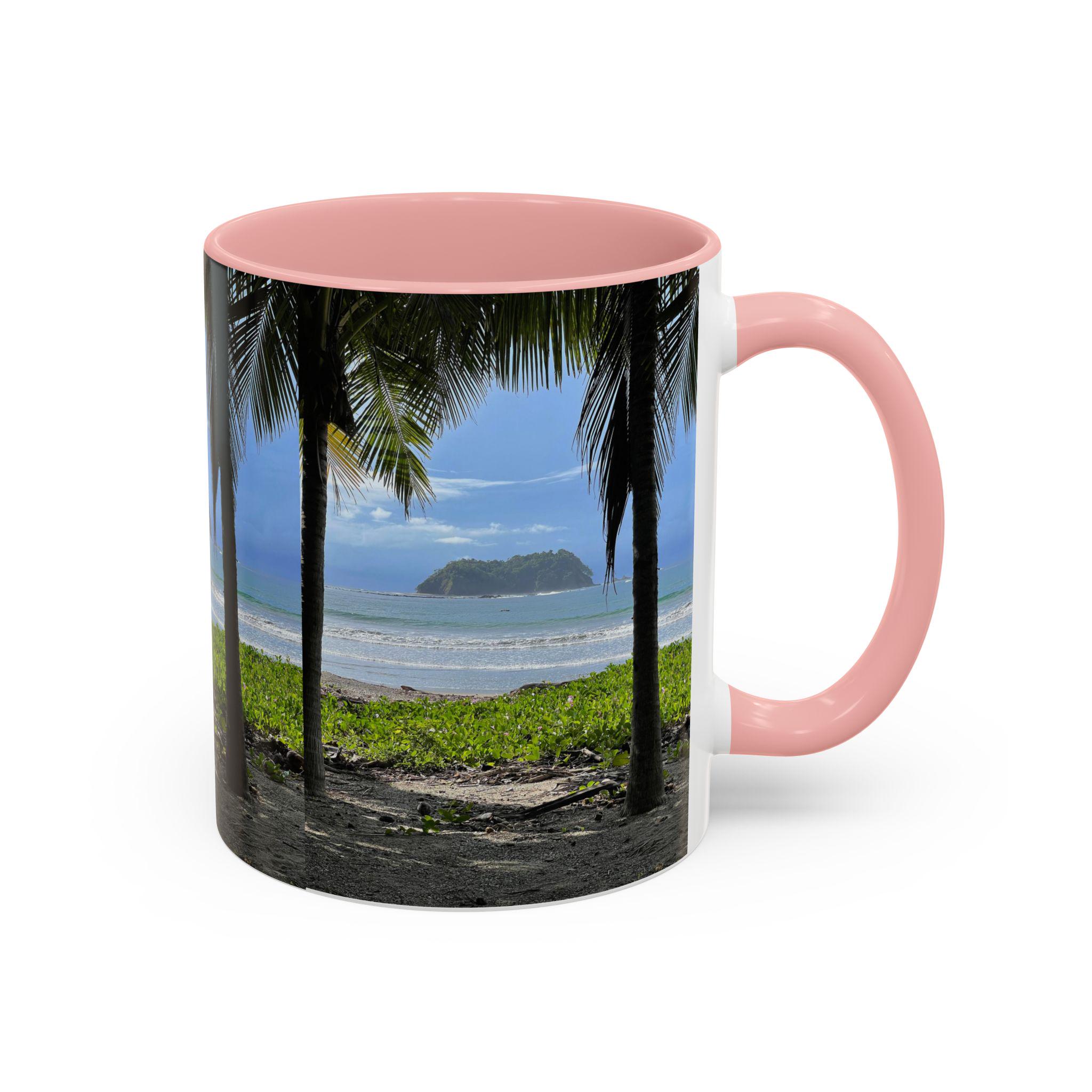 Tropical Beach Scene Accent Coffee Mug | Palm Trees Island Ocean view 14