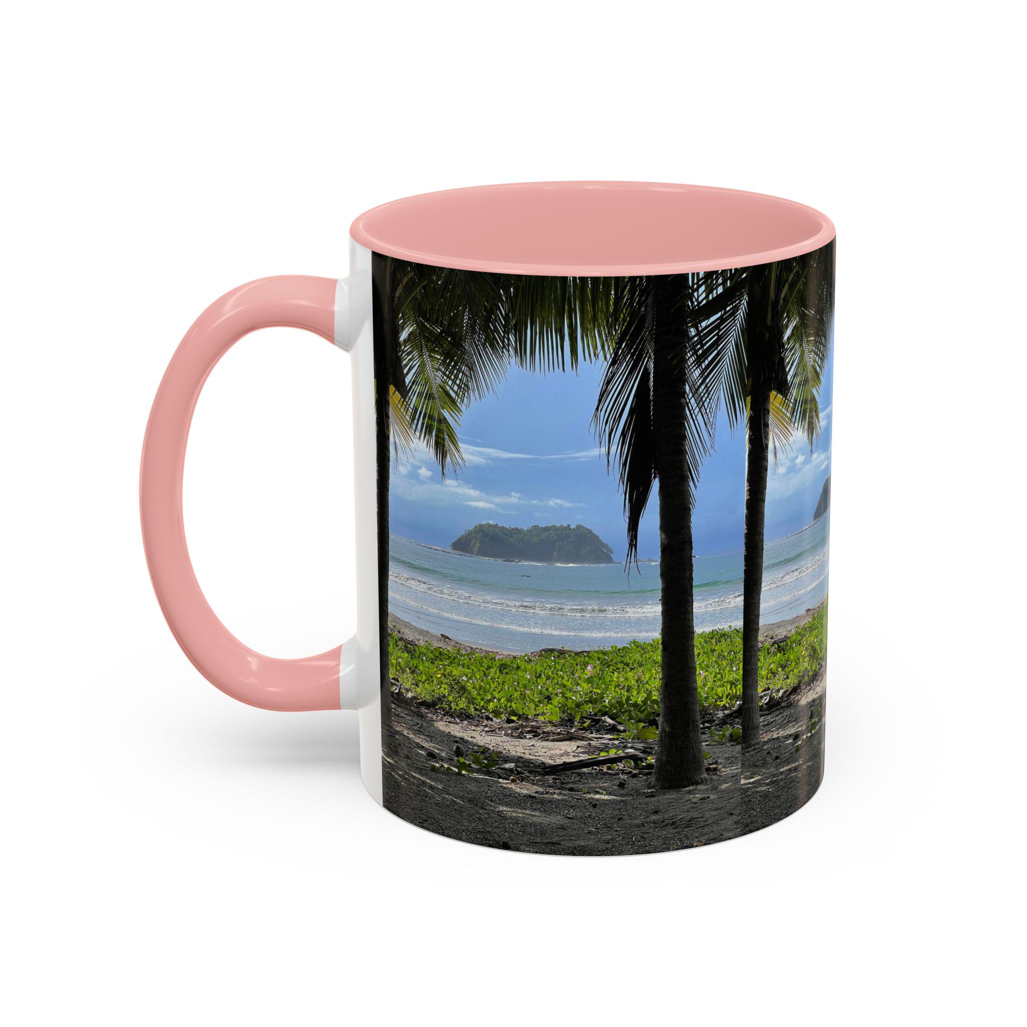 Tropical Beach Scene Accent Coffee Mug | Palm Trees Island Ocean view 15