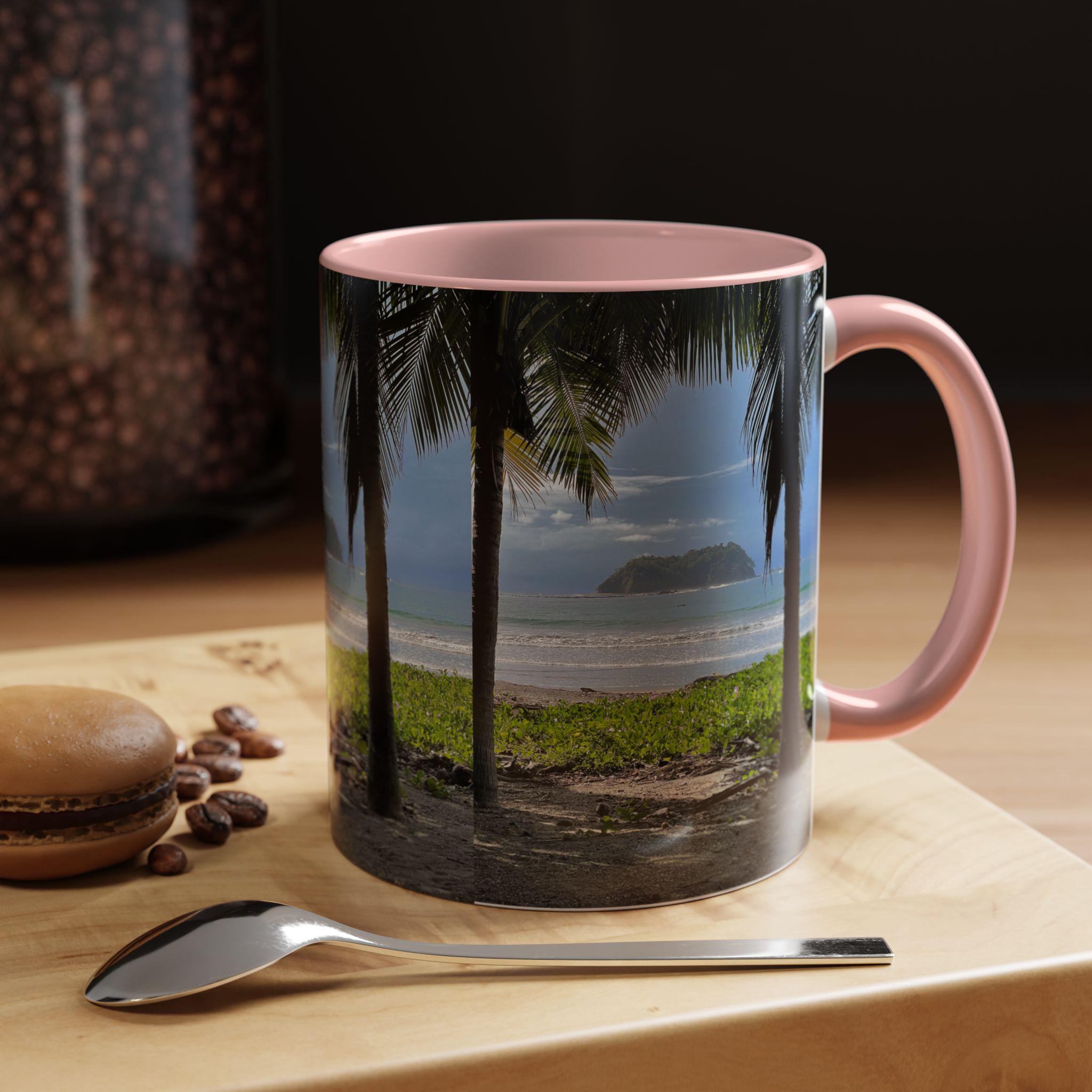 Tropical Beach Scene Accent Coffee Mug | Palm Trees Island Ocean view 17