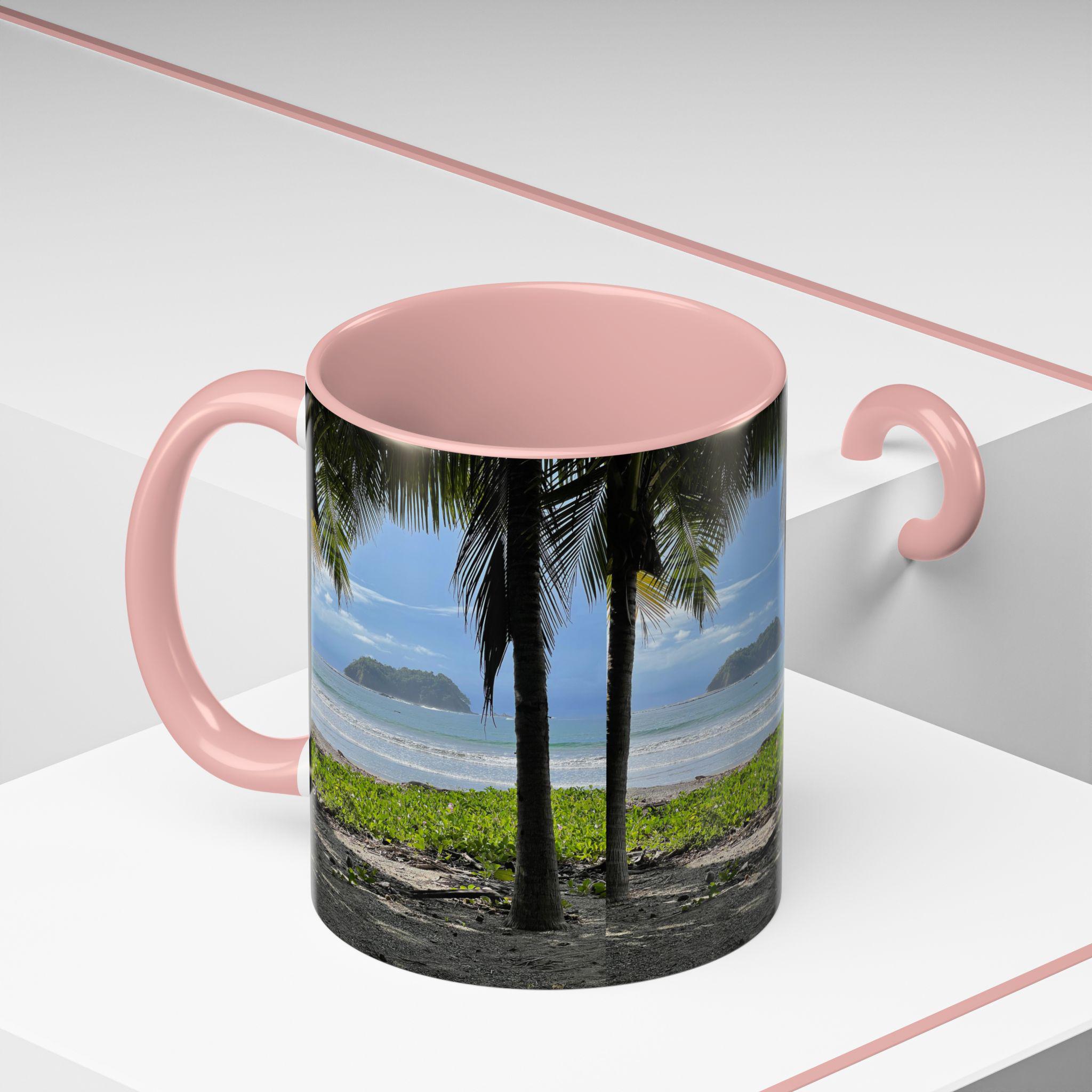 Tropical Beach Scene Accent Coffee Mug | Palm Trees Island Ocean view 18