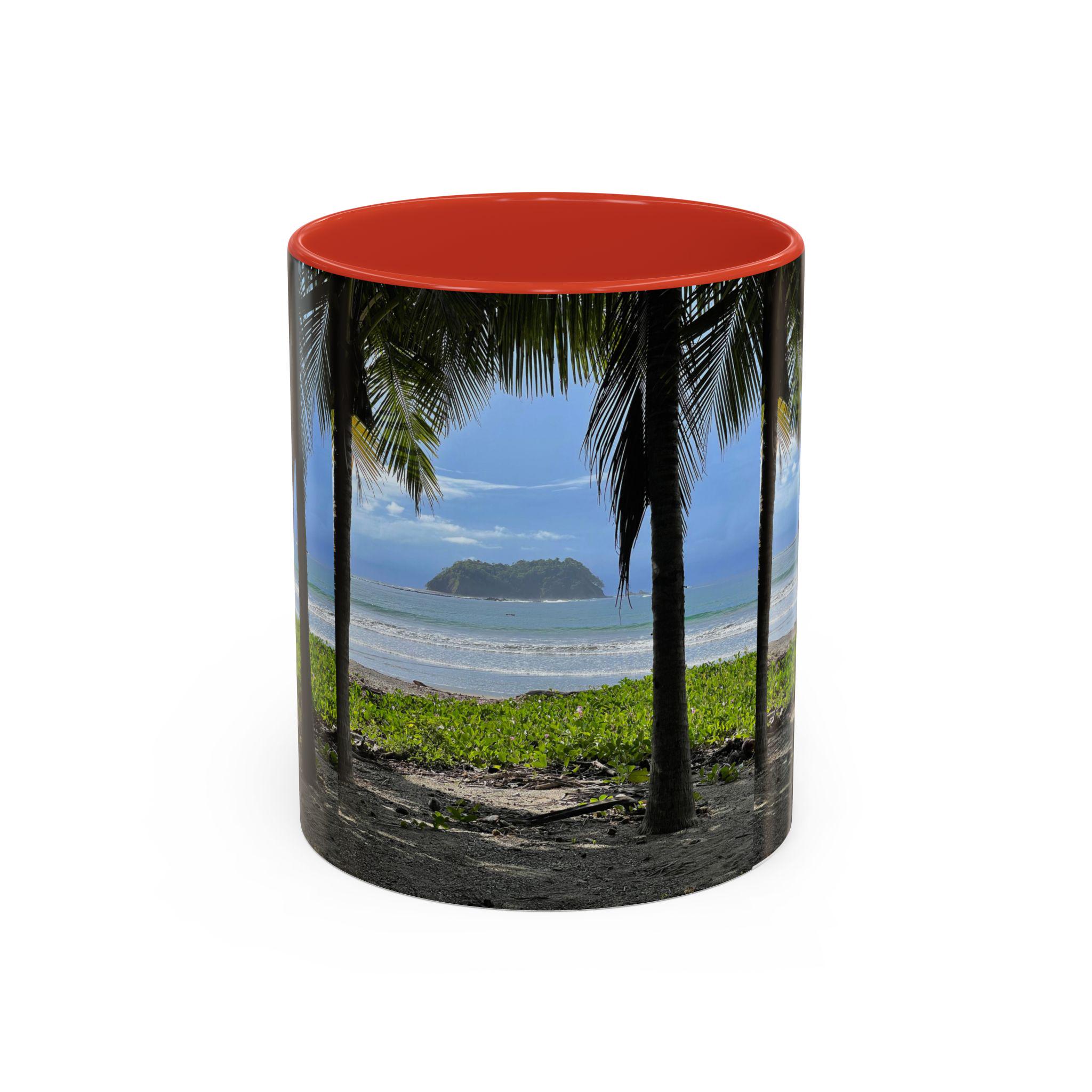 Tropical Beach Scene Accent Coffee Mug | Palm Trees Island Ocean view 19
