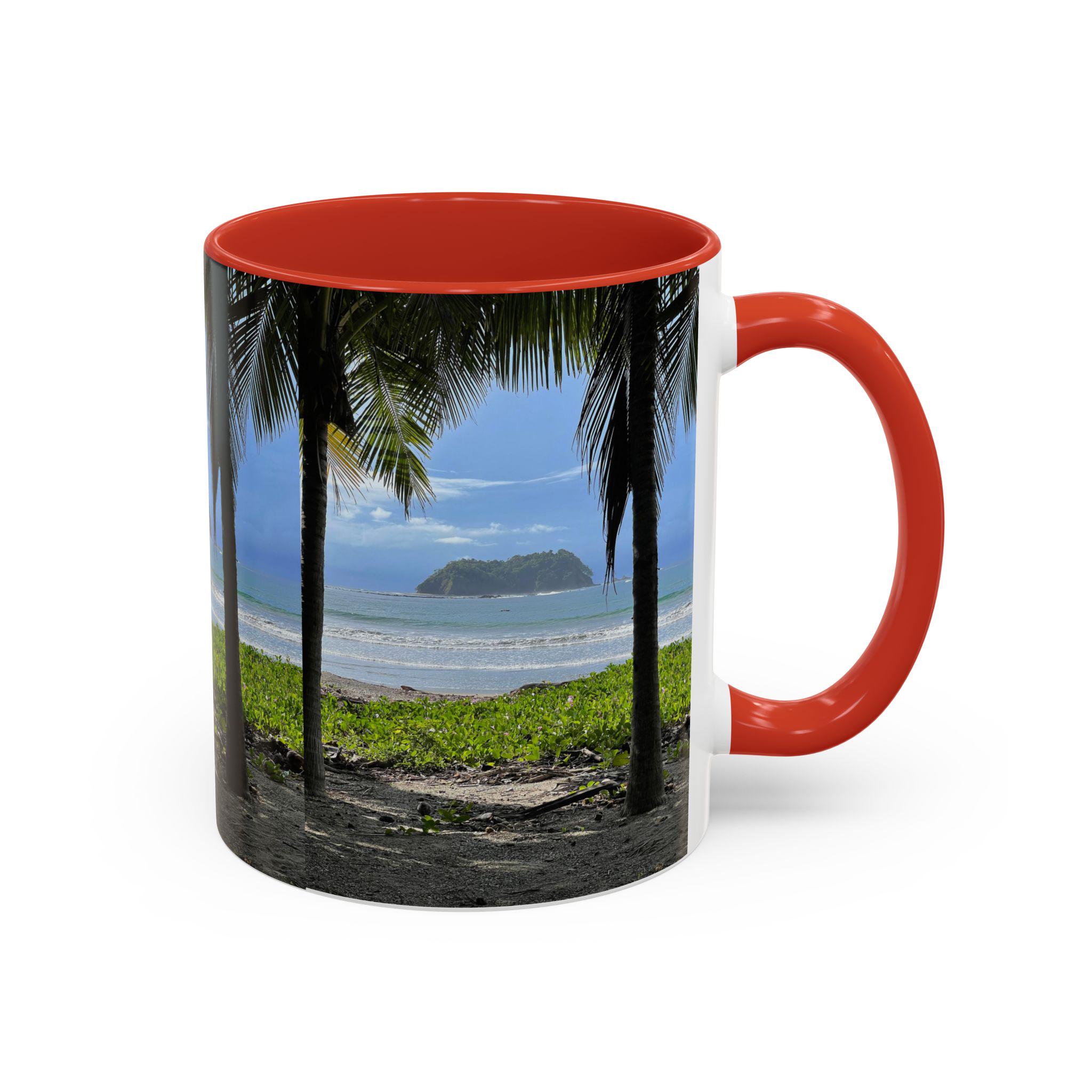 Tropical Beach Scene Accent Coffee Mug | Palm Trees Island Ocean view 20