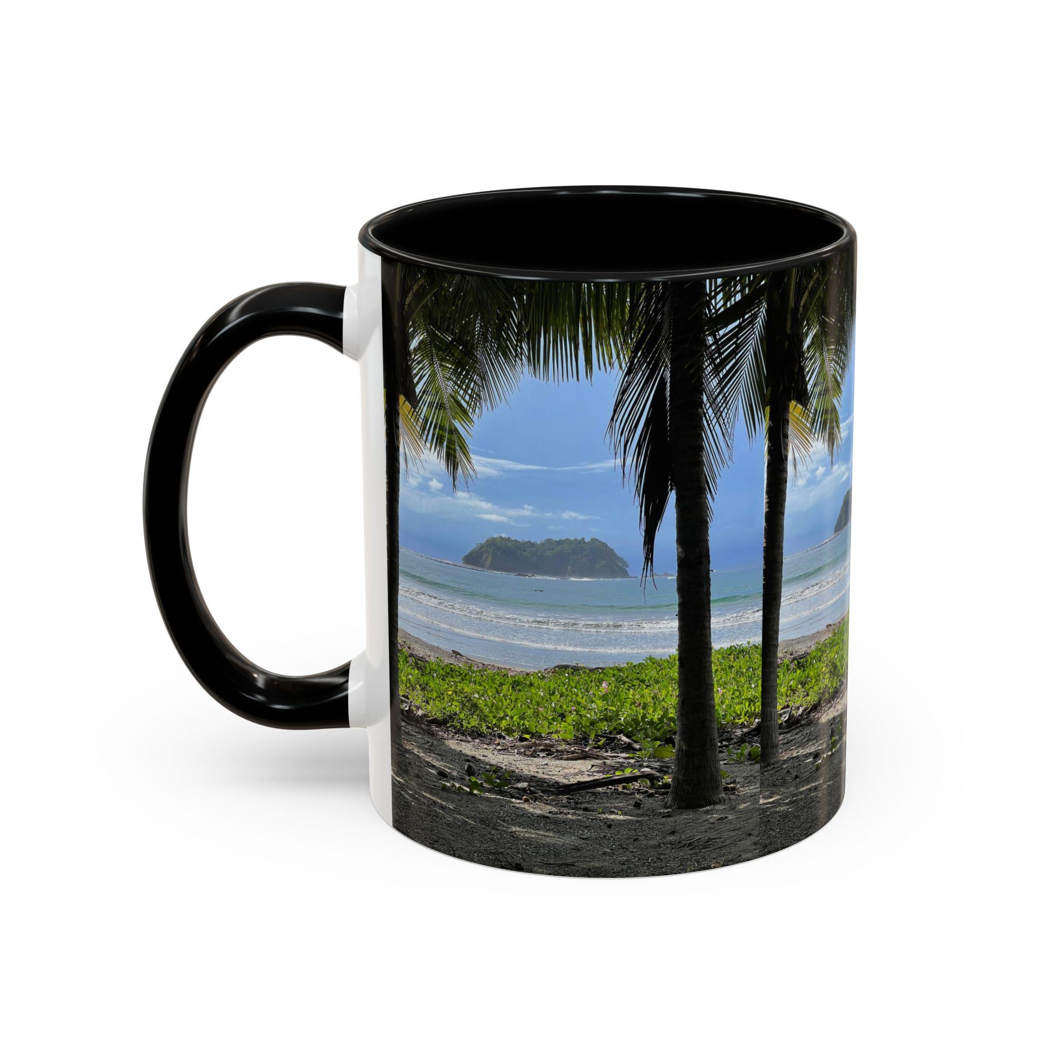 Tropical Beach Scene Accent Coffee Mug | Palm Trees Island Ocean view 3