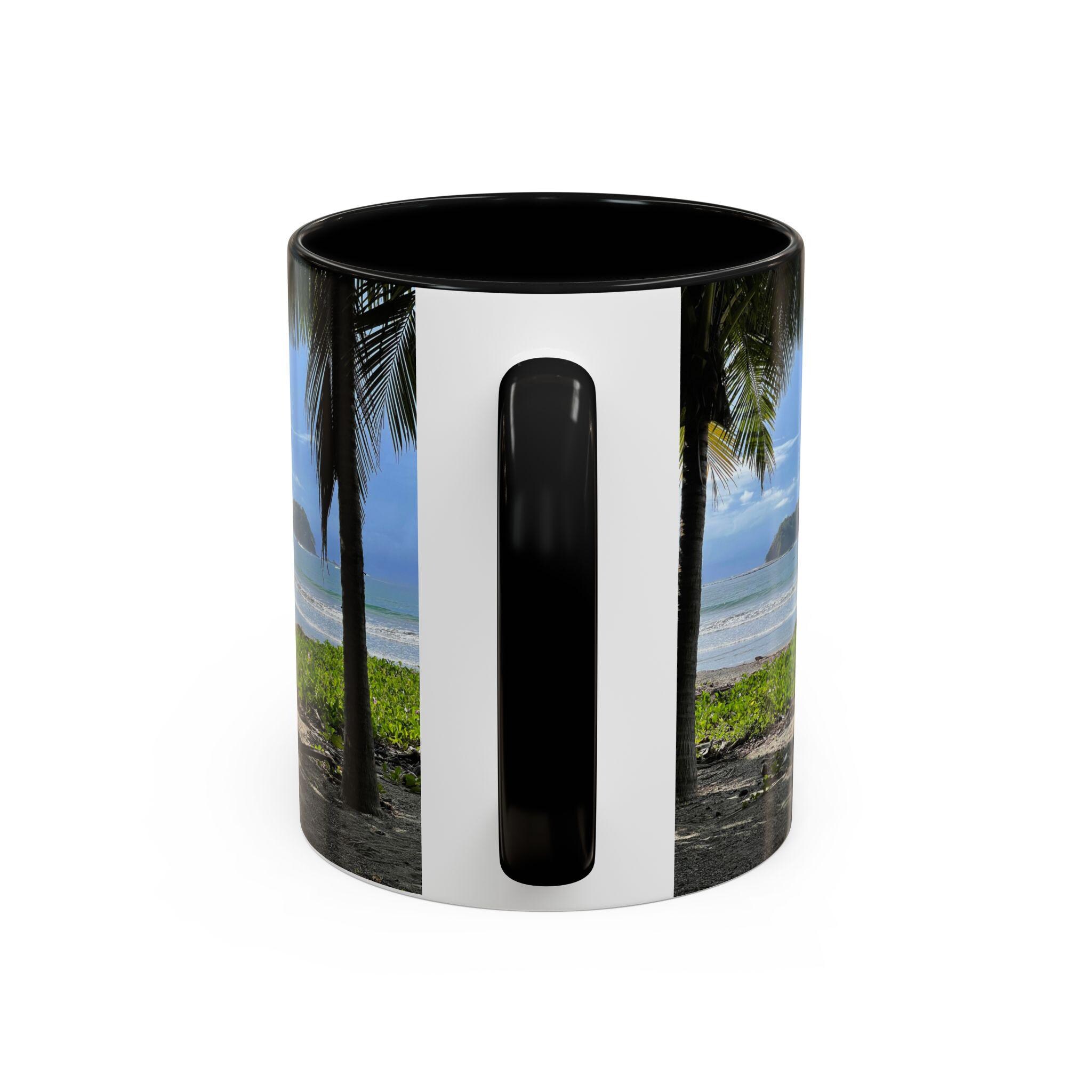 Tropical Beach Scene Accent Coffee Mug | Palm Trees Island Ocean view 4