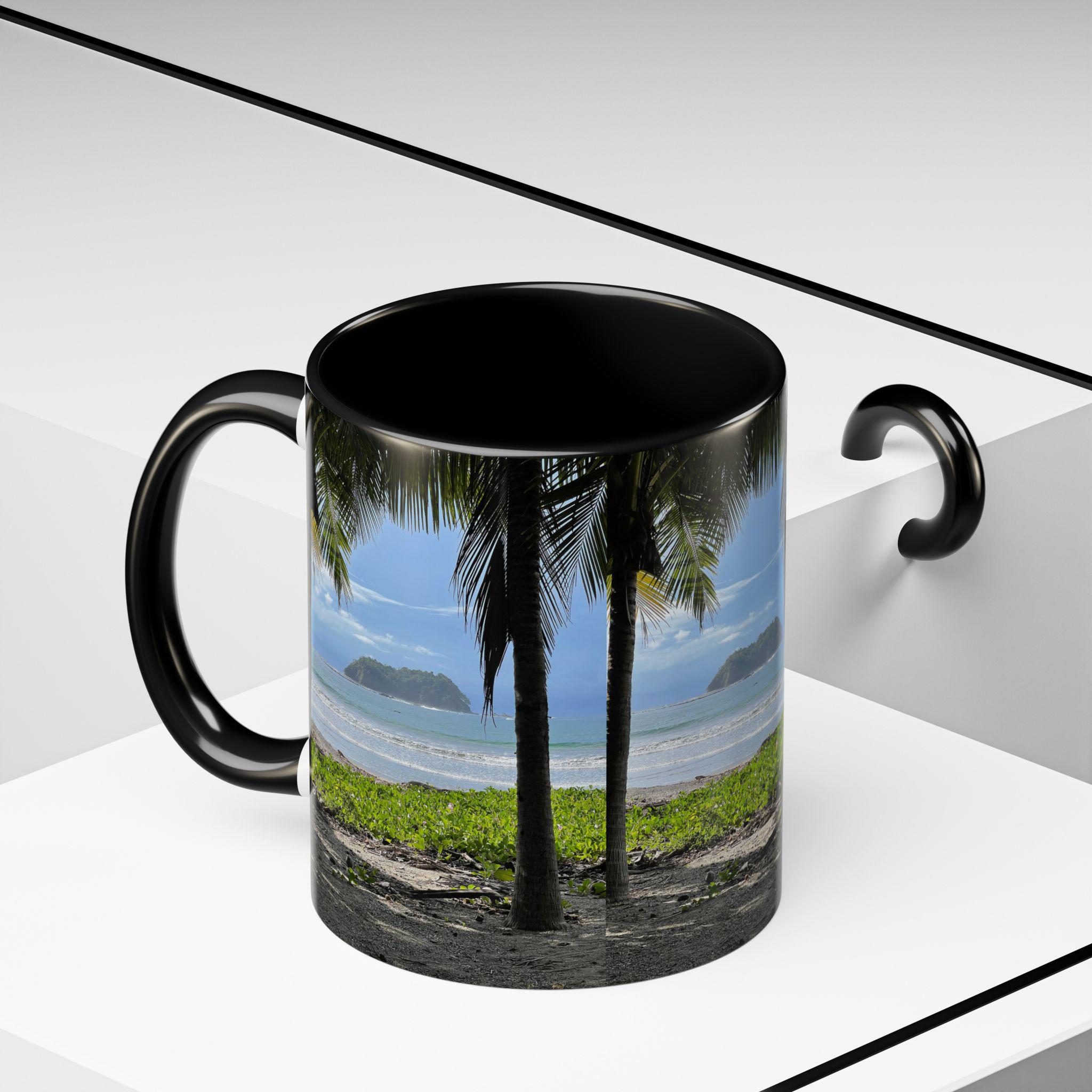 Tropical Beach Scene Accent Coffee Mug | Palm Trees Island Ocean view 6