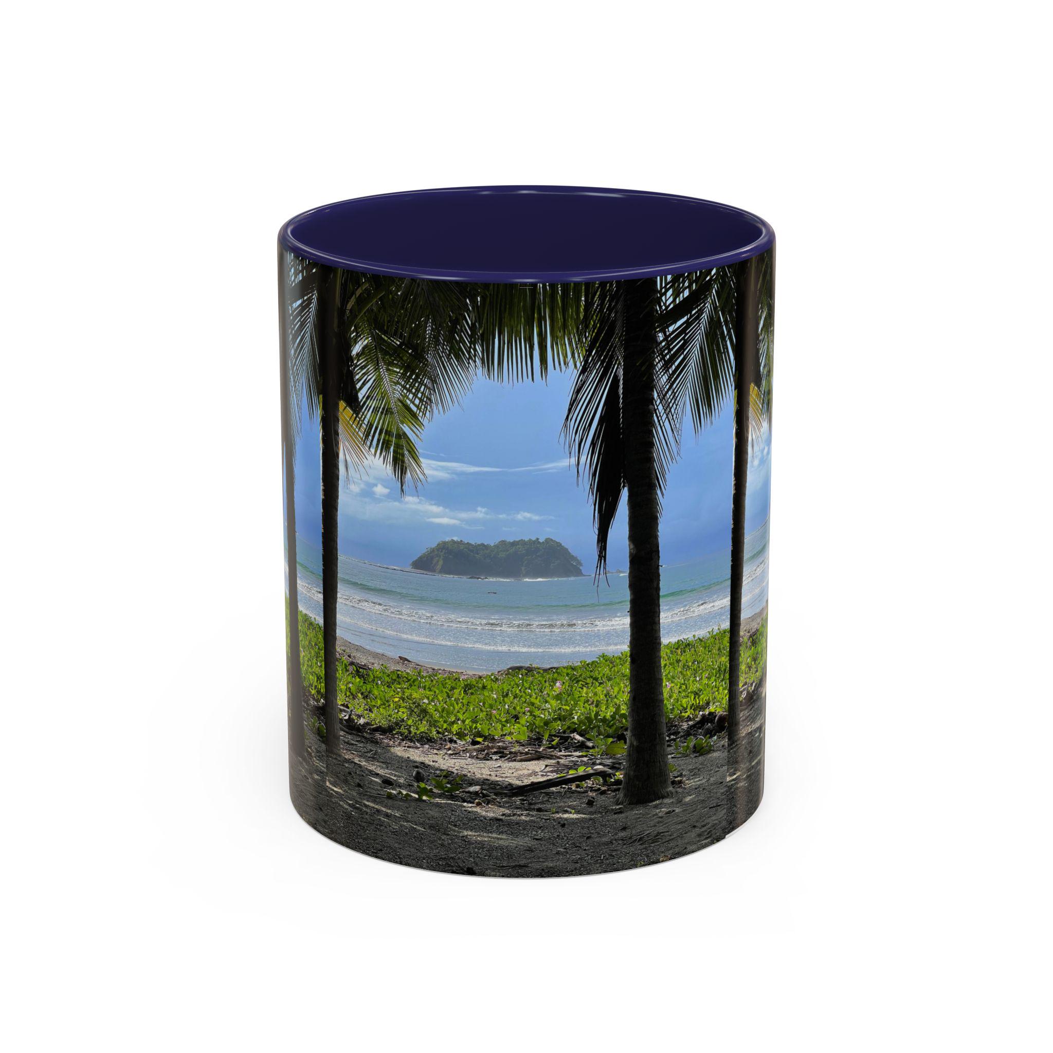 Tropical Beach Scene Accent Coffee Mug | Palm Trees Island Ocean view 7