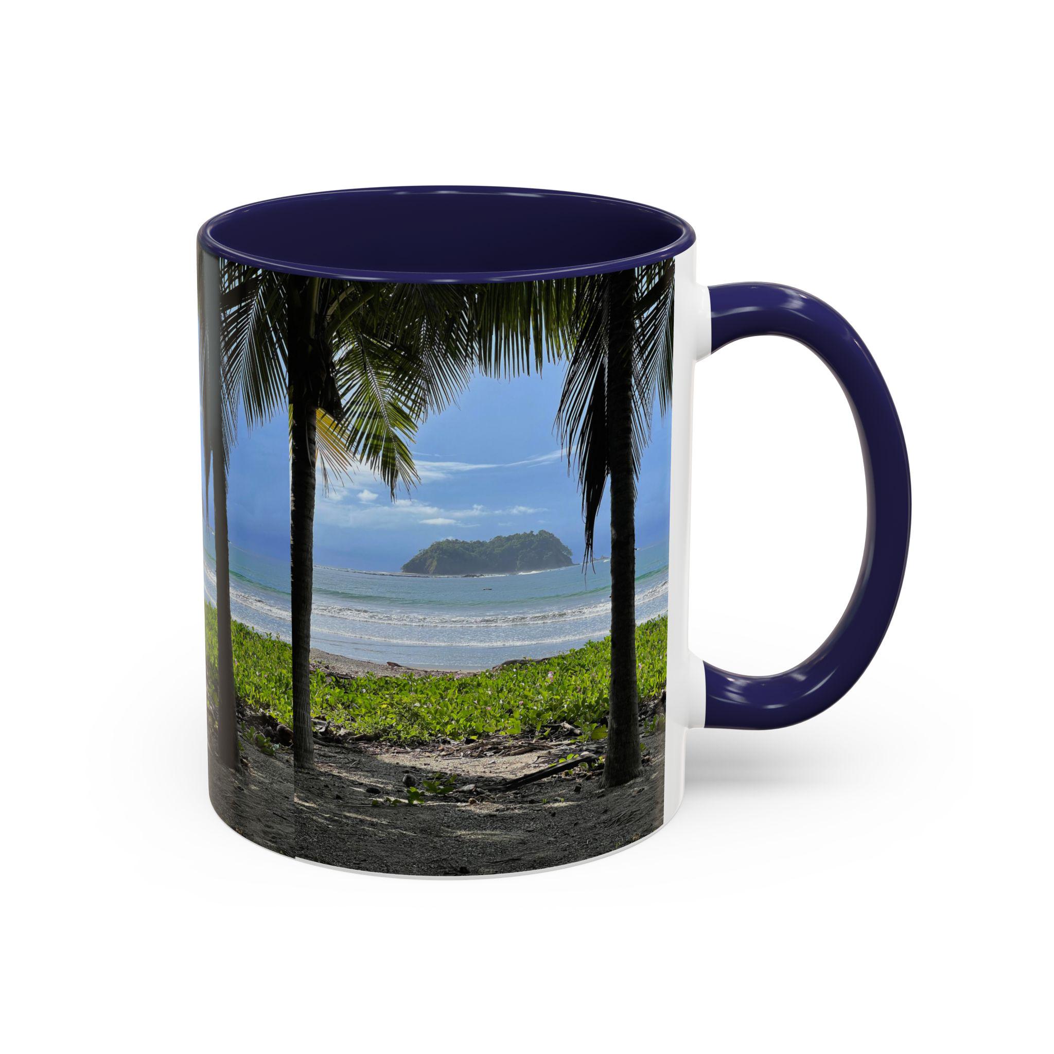 Tropical Beach Scene Accent Coffee Mug | Palm Trees Island Ocean view 8