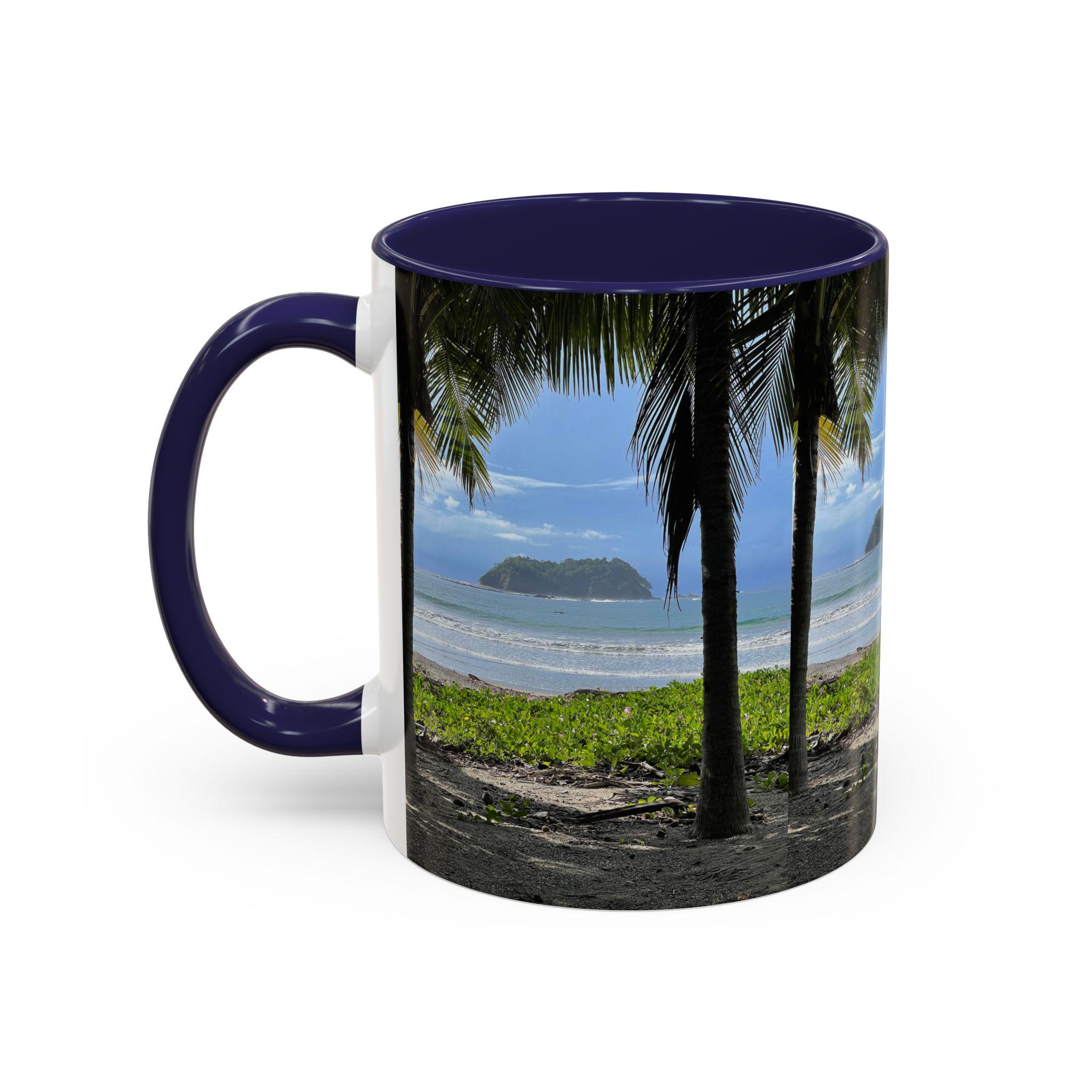 Tropical Beach Scene Accent Coffee Mug | Palm Trees Island Ocean view 9