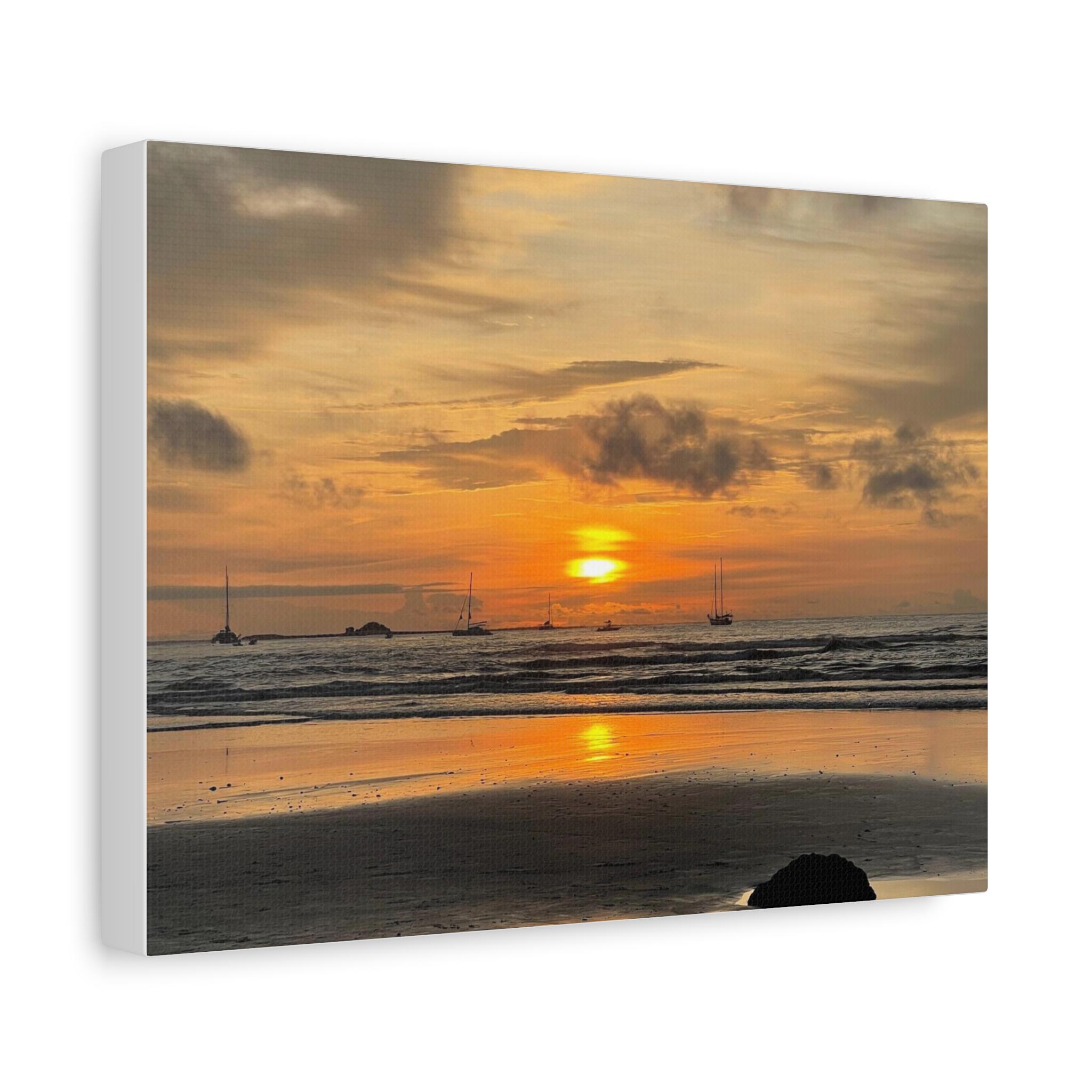Sunset Beach Scene Matte Canvas | Stretched Canvas Wall Art view 2