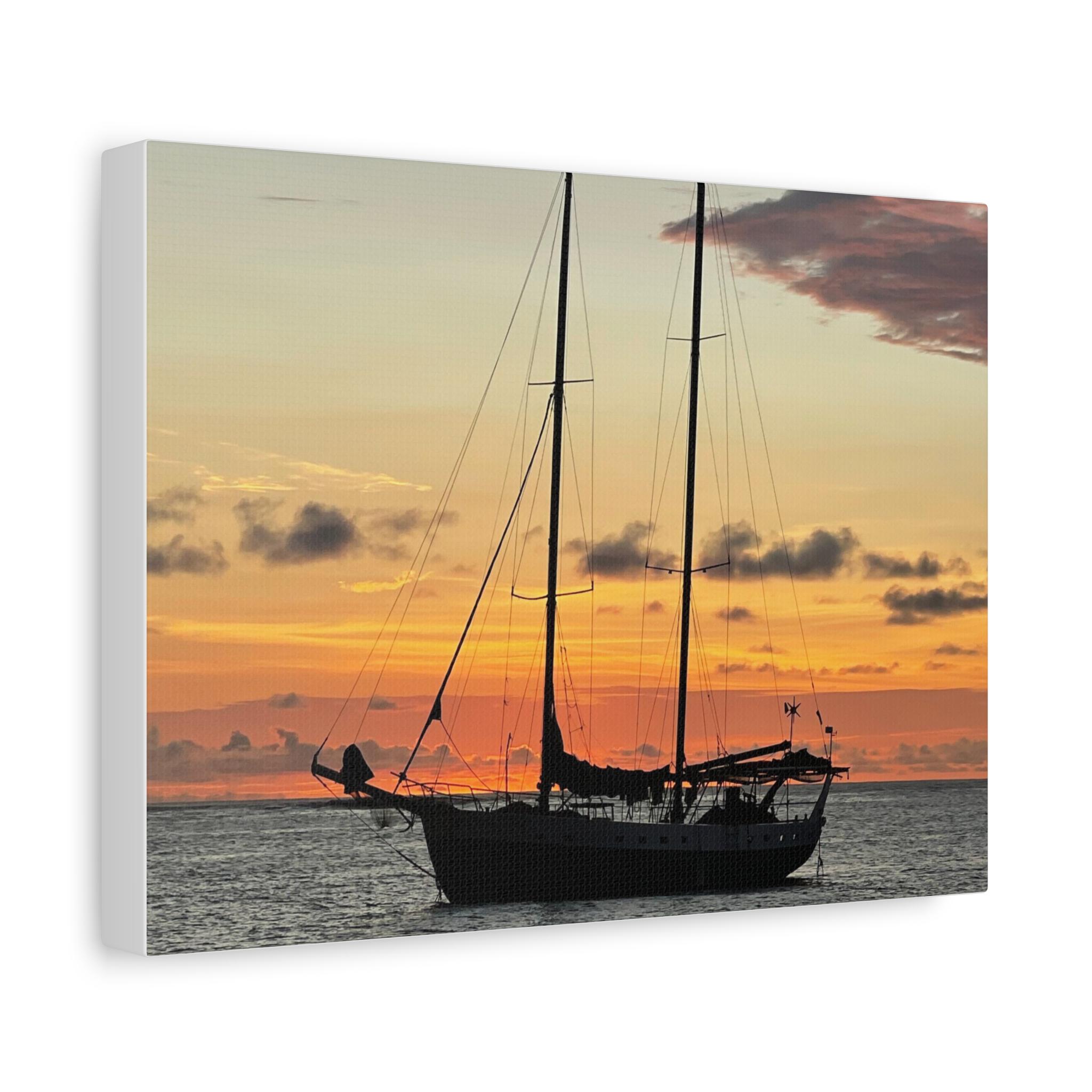 Sailboat Sunset matte canvas view 2