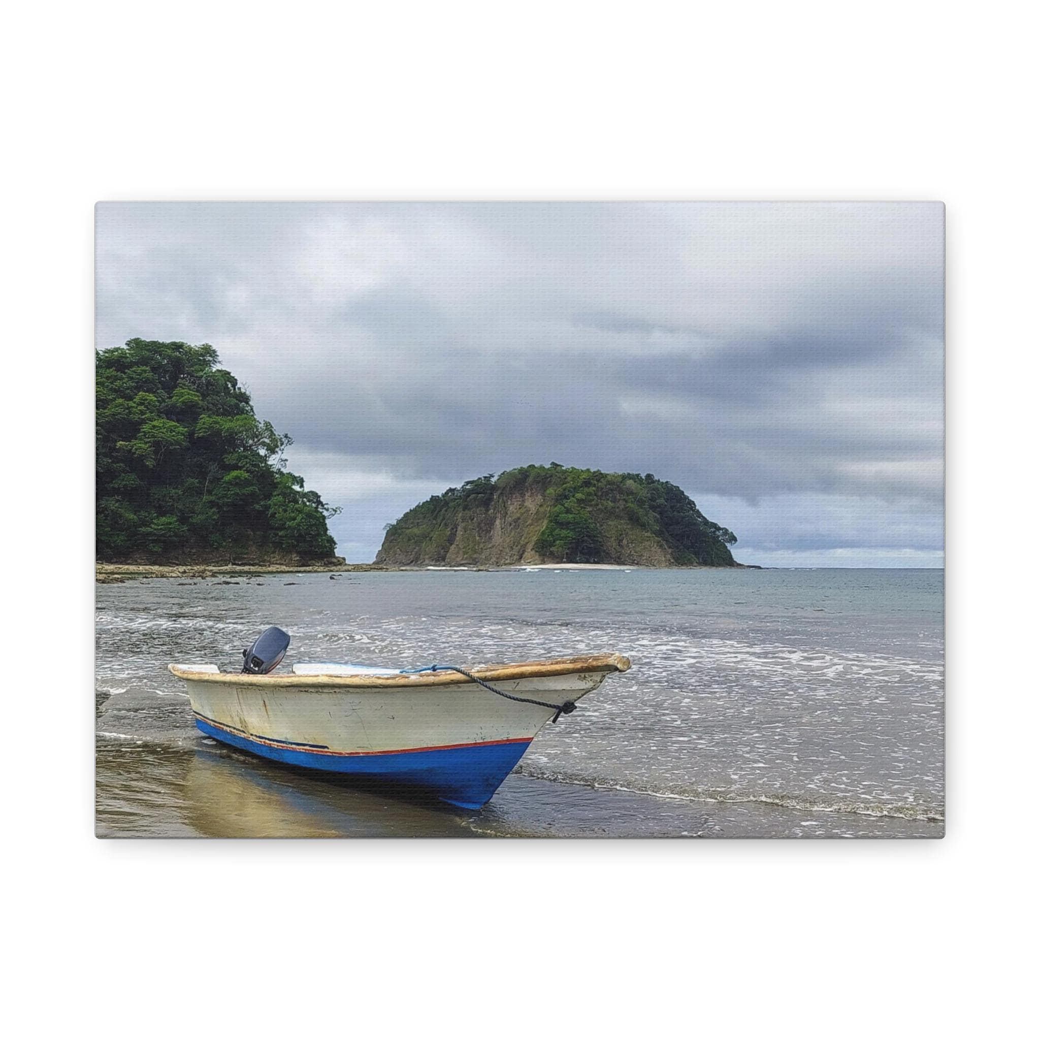 Fishing Boat on Shore Canvas