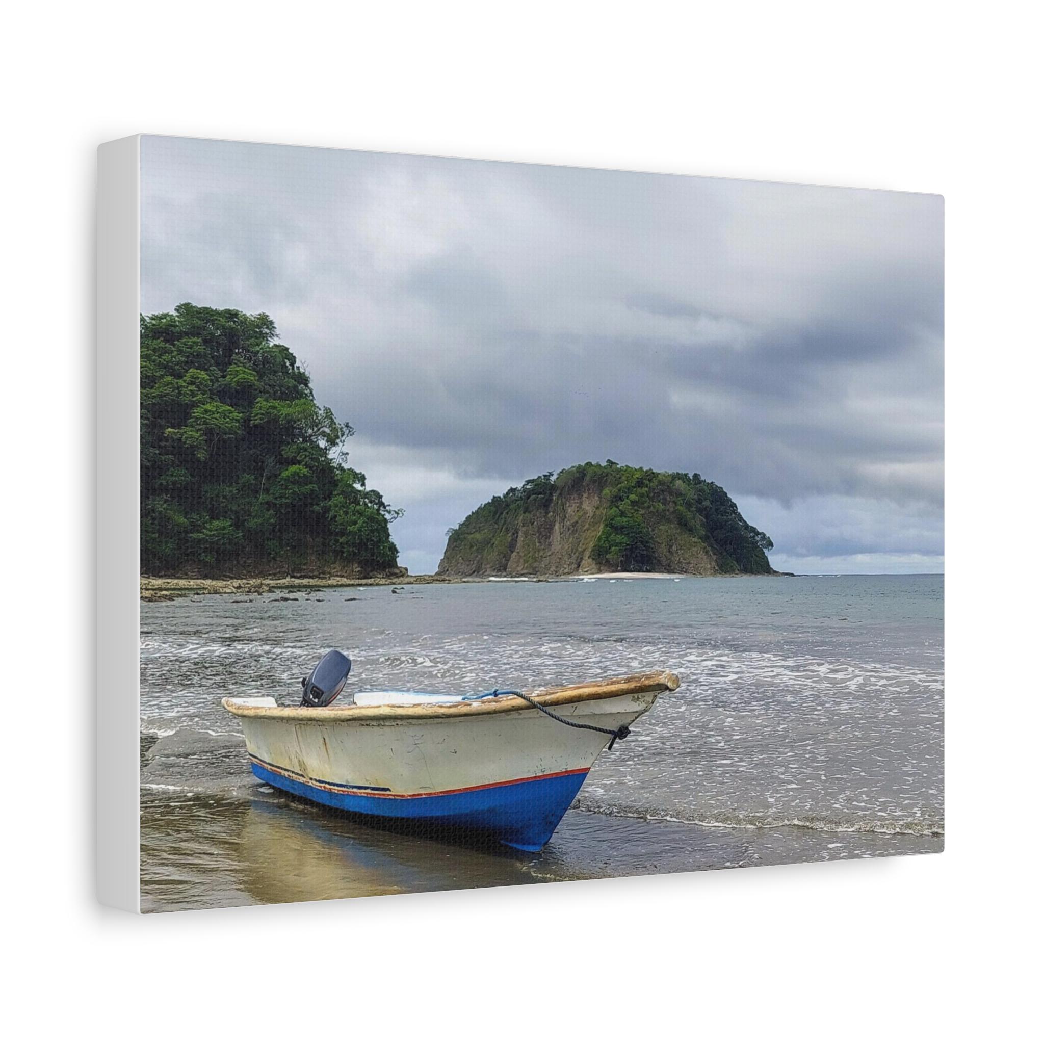 Fishing Boat on Shore Canvas view 2
