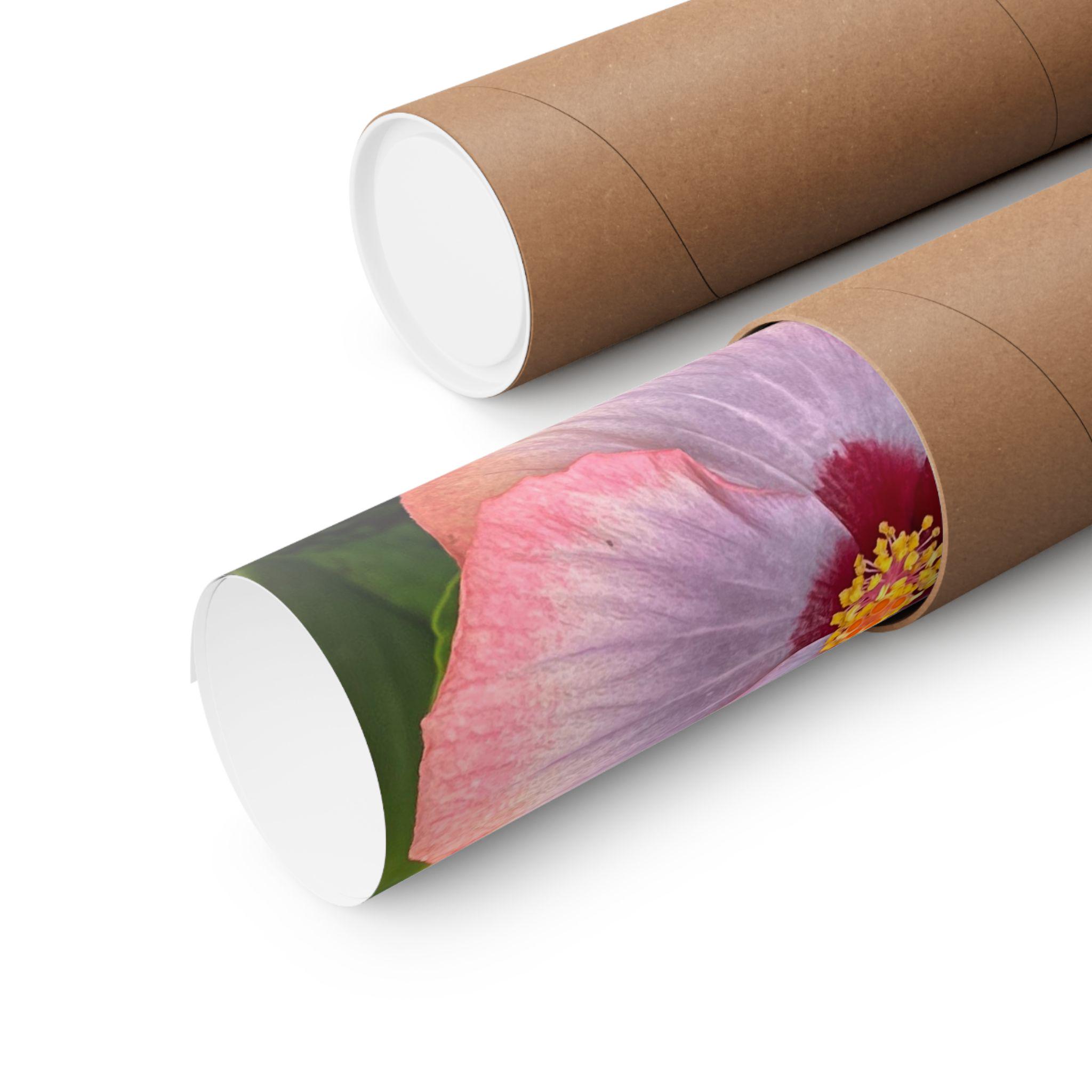 Pink Hibiscus Botanical Matte Poster | Vertical Flower Print view 3