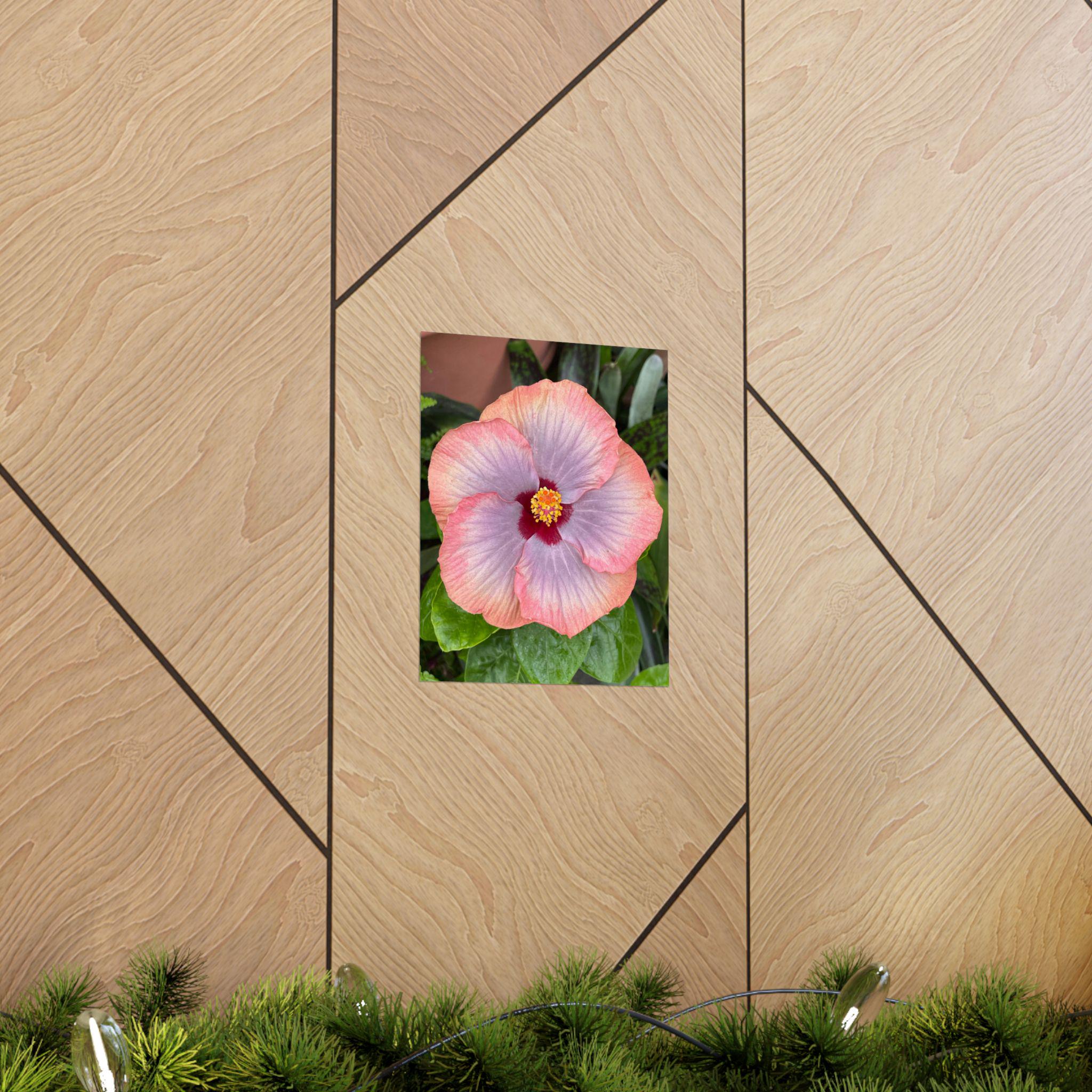 Pink Hibiscus Botanical Matte Poster | Vertical Flower Print view 5