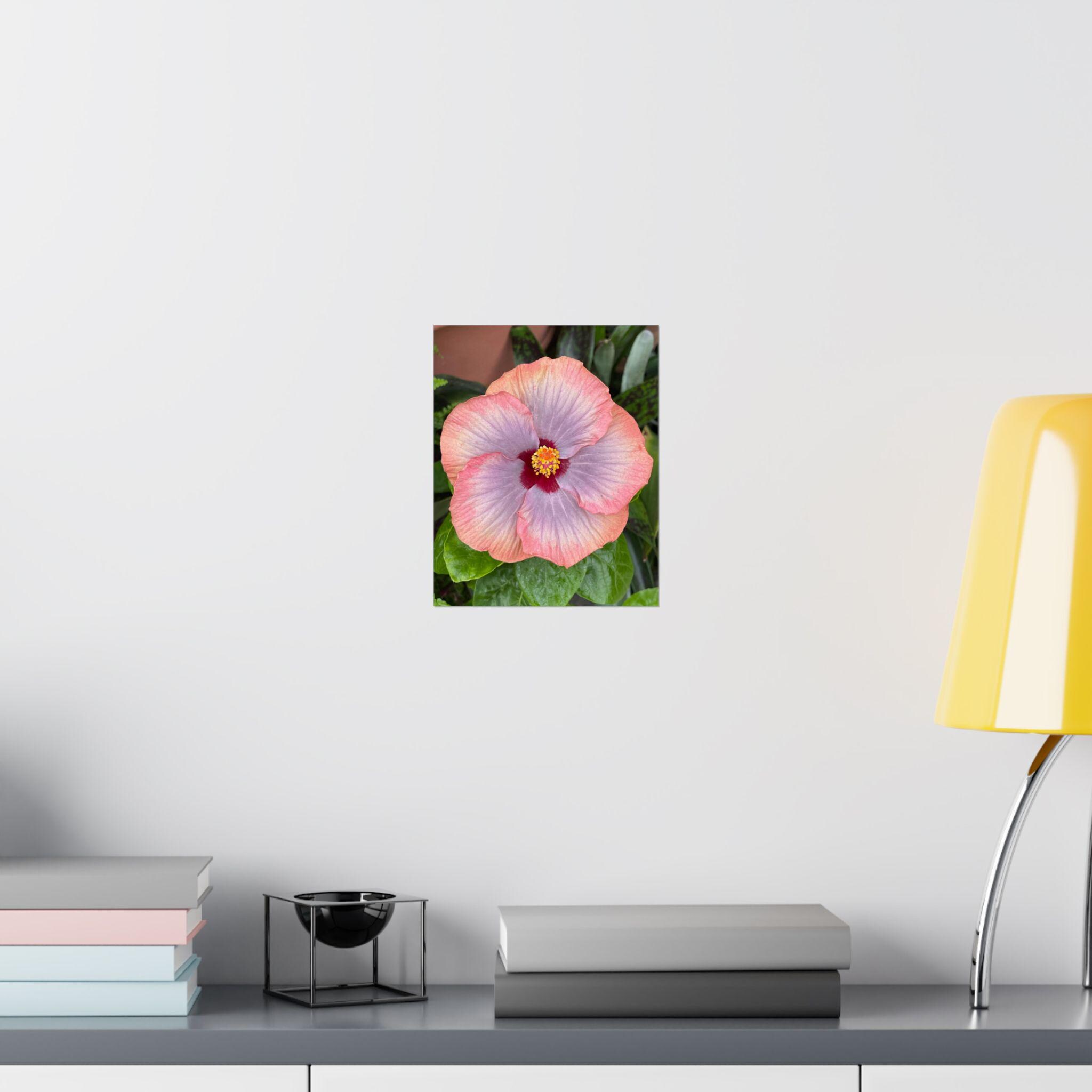 Pink Hibiscus Botanical Matte Poster | Vertical Flower Print view 8