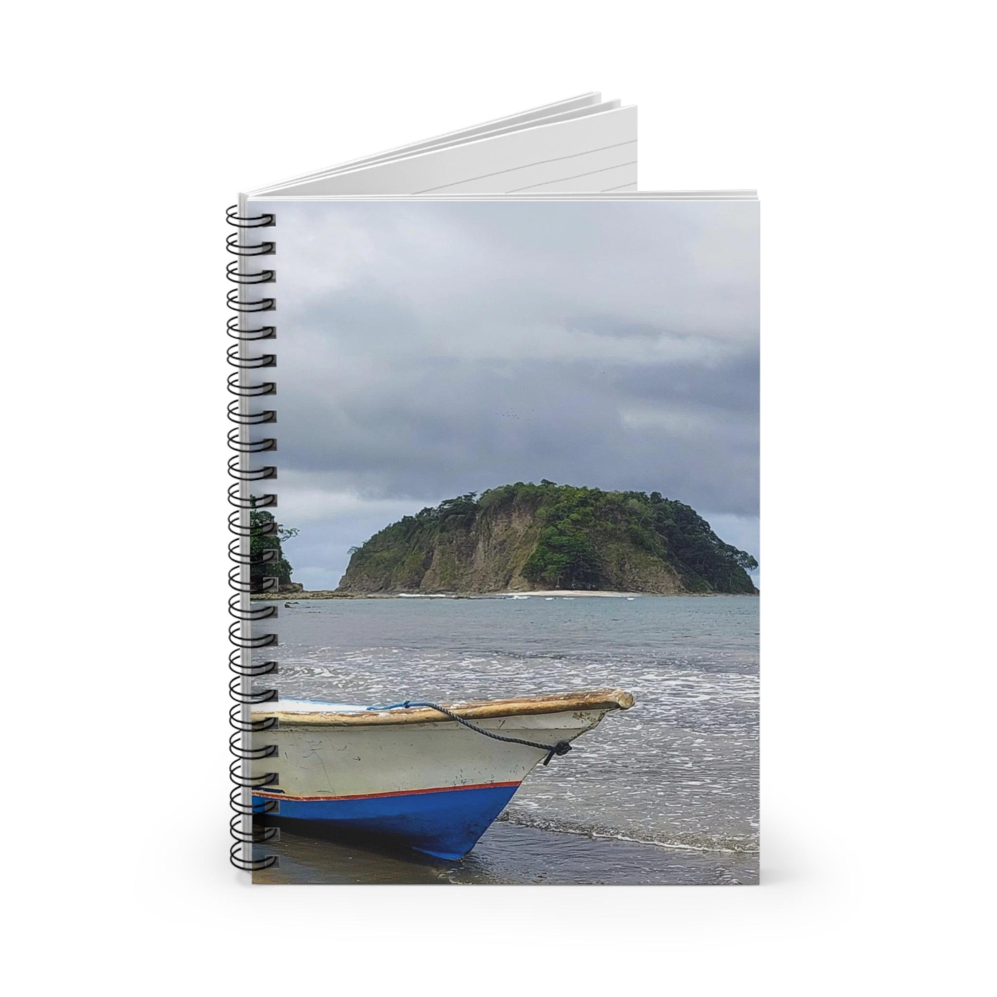 Boat on Beach Notebook | Spiral Ruled Notebook view 2