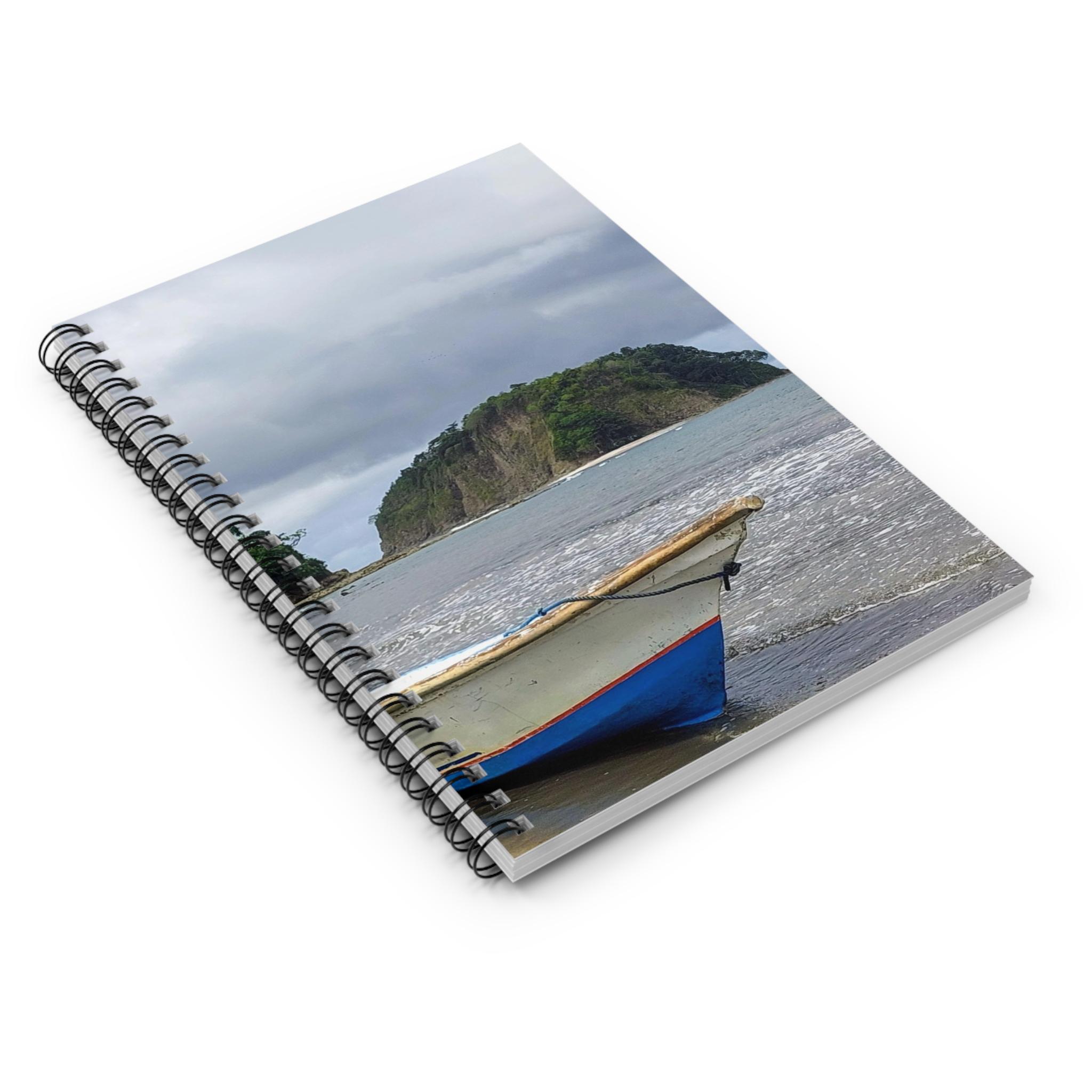 Boat on Beach Notebook | Spiral Ruled Notebook view 3