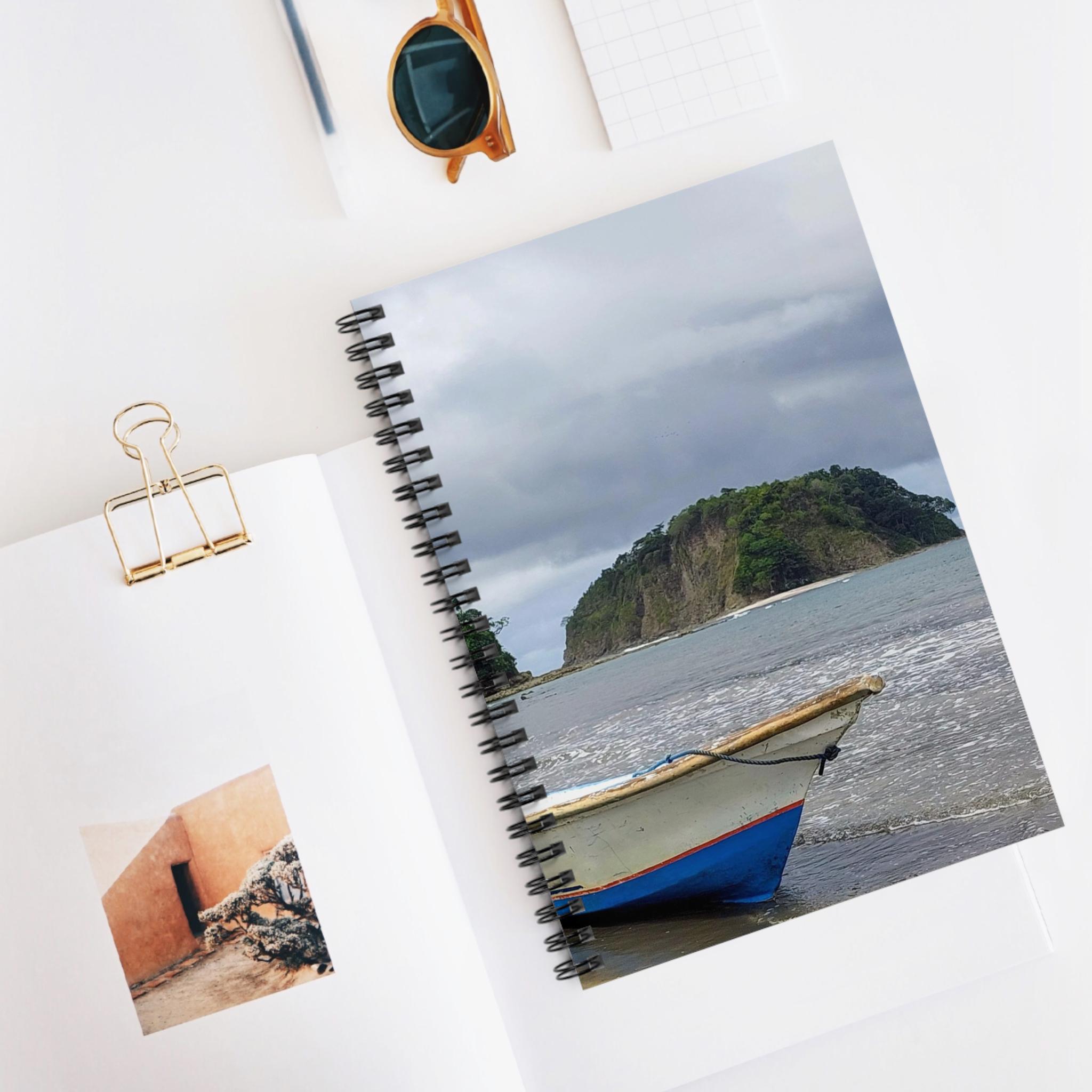 Boat on Beach Notebook | Spiral Ruled Notebook view 5