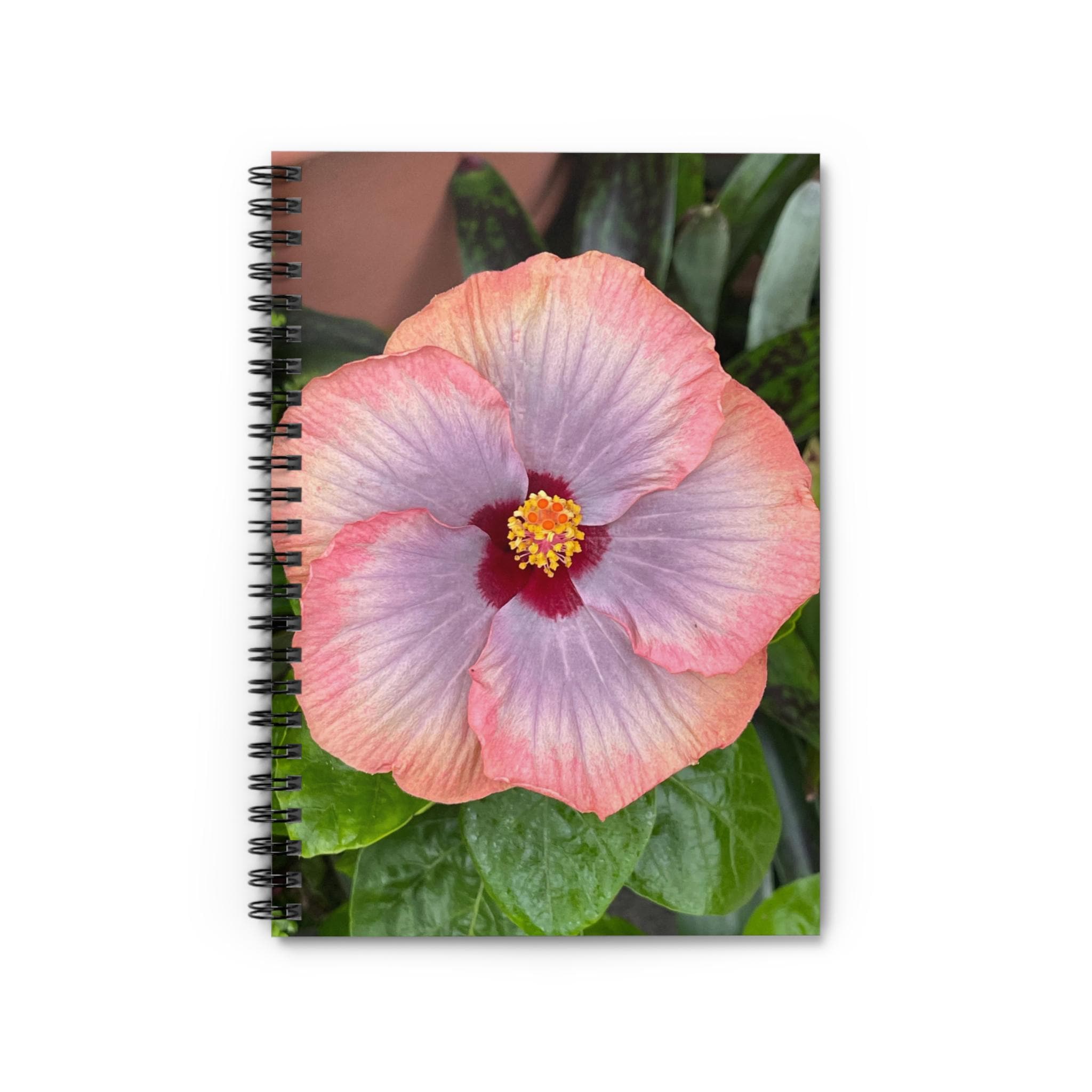 Peach Hibiscus Spiral Notebook | Ruled Lined Journal