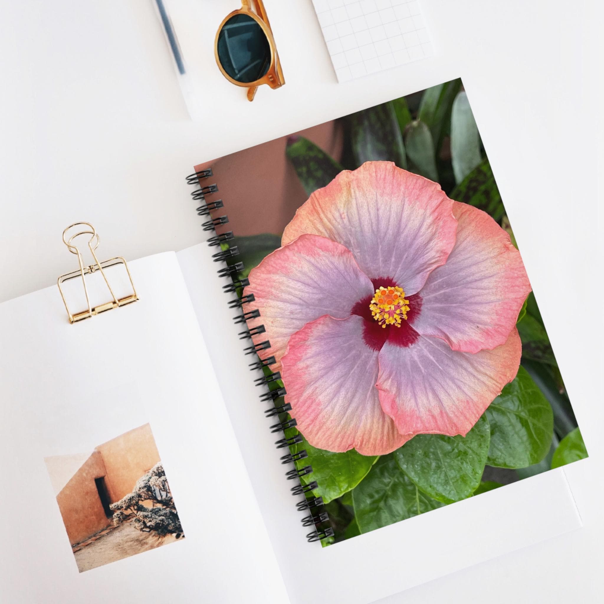 Peach Hibiscus Spiral Notebook | Ruled Lined Journal view 5