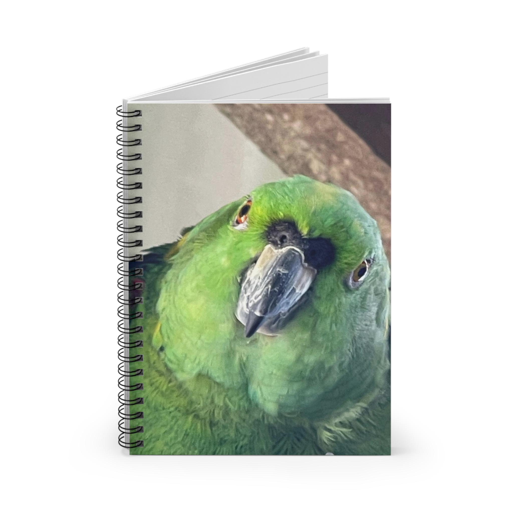 Green Parrot Face Spiral Notebook | Ruled Notebook view 2