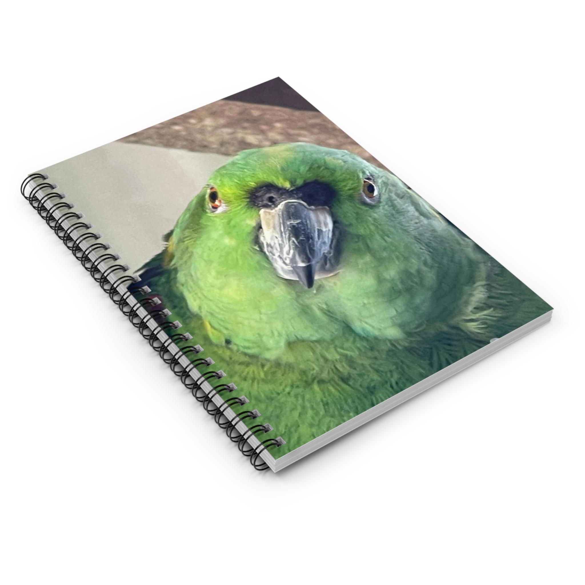 Green Parrot Face Spiral Notebook | Ruled Notebook view 3