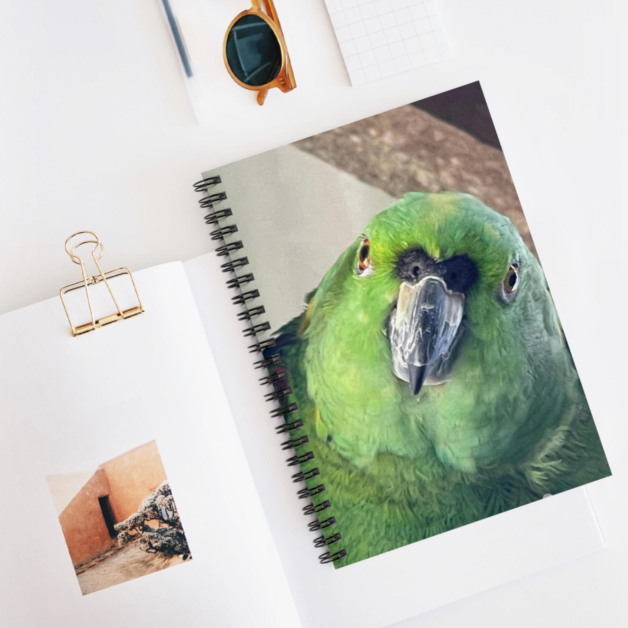 Green Parrot Face Spiral Notebook | Ruled Notebook view 5